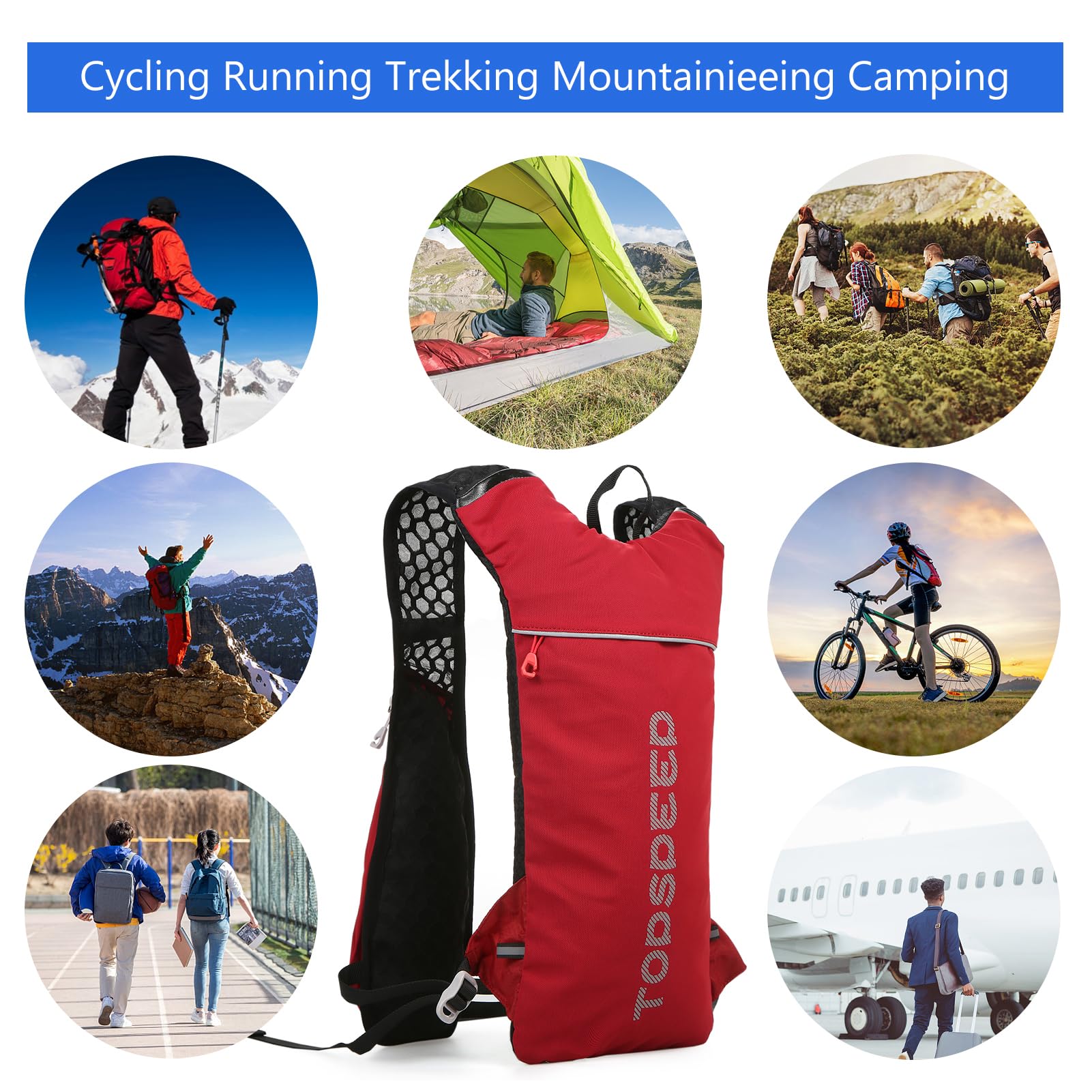 Sac à dos d'hydratation pour vélo, 5l, pour sports de plein air, cyclisme, pour la course, la randonnée, l'escalade