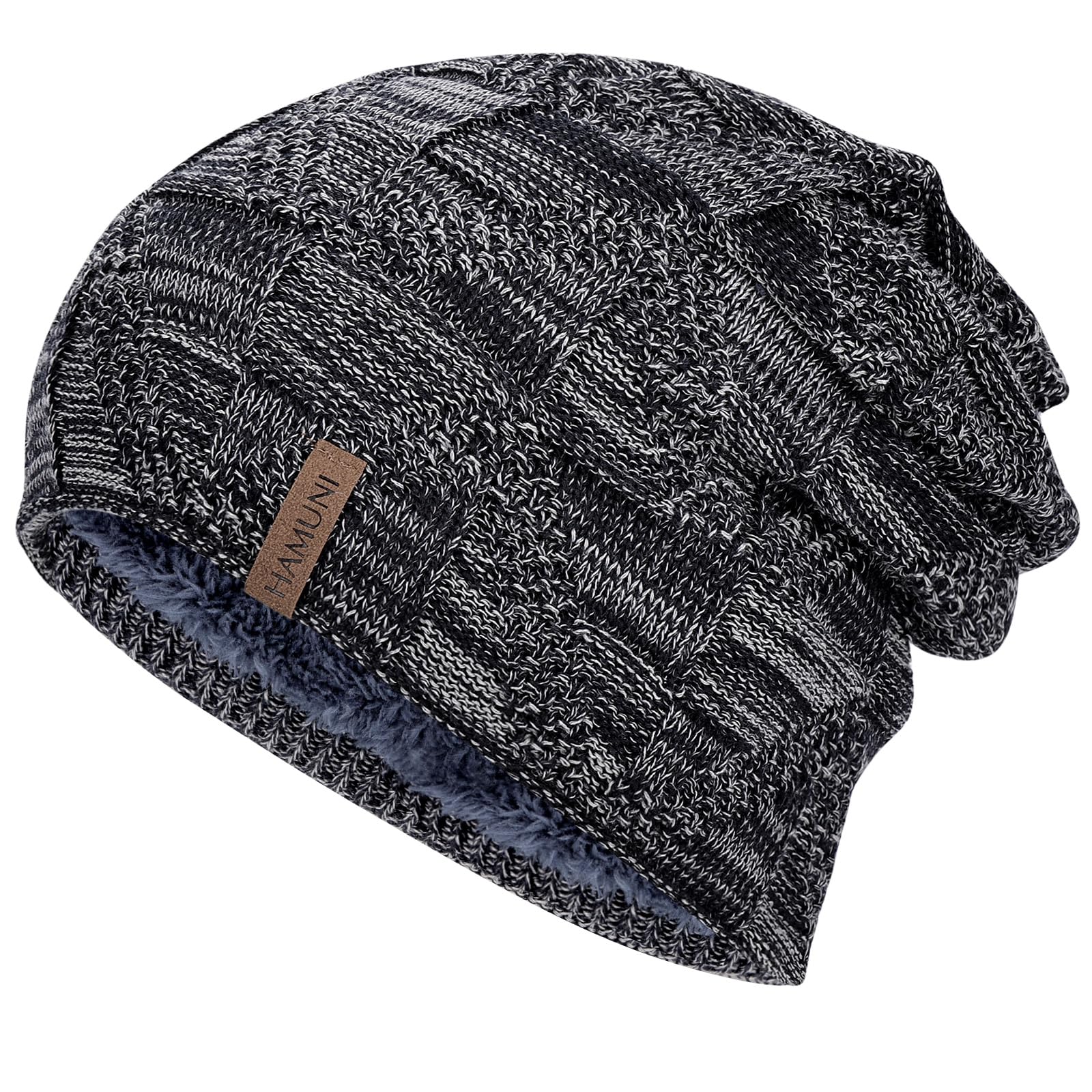 HAMUNI Mütze Damen - Atmungsaktiv Strickmütze Herren - Slouch Beanie Mütze | mit Weichem Fleece Innenfutter - Unisex Wintermütze - Klassische Herren Damen Mütze für Herbst Winter Frühjahr