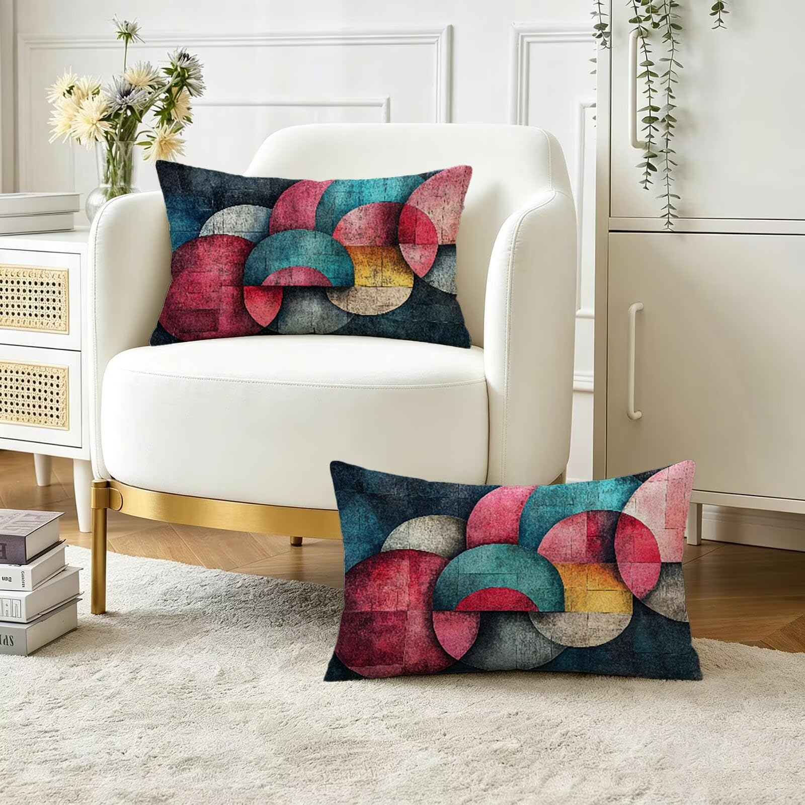Housse de coussin 50x70 cm lot de 2 abstrait imperméable