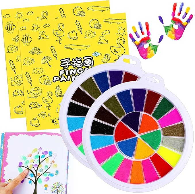 4 Pcs Funny Finger Painting Kit and Book 24 Color Washable