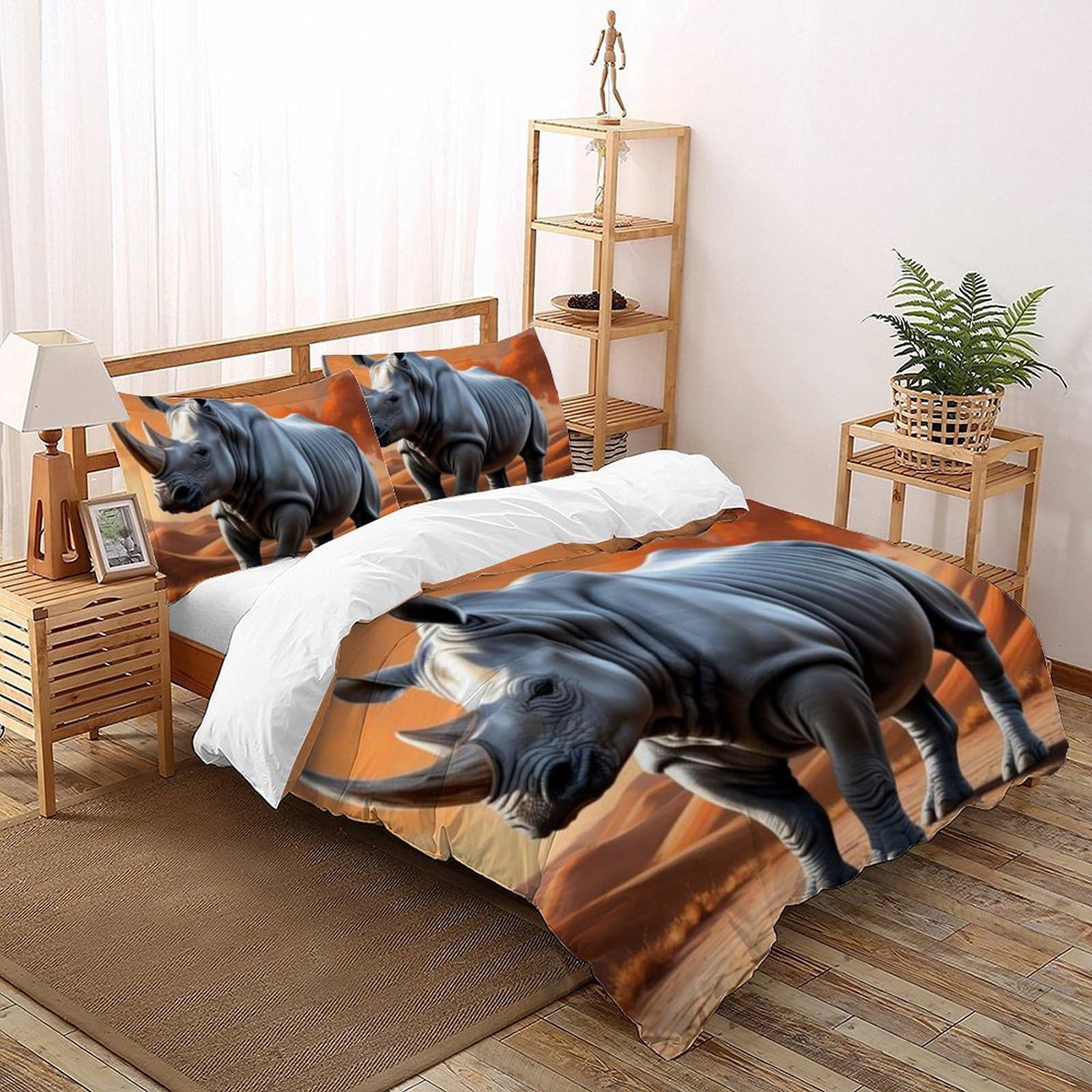 Housse de couette animaux de la jungle 260x220 cm pour chambre d'enfant
