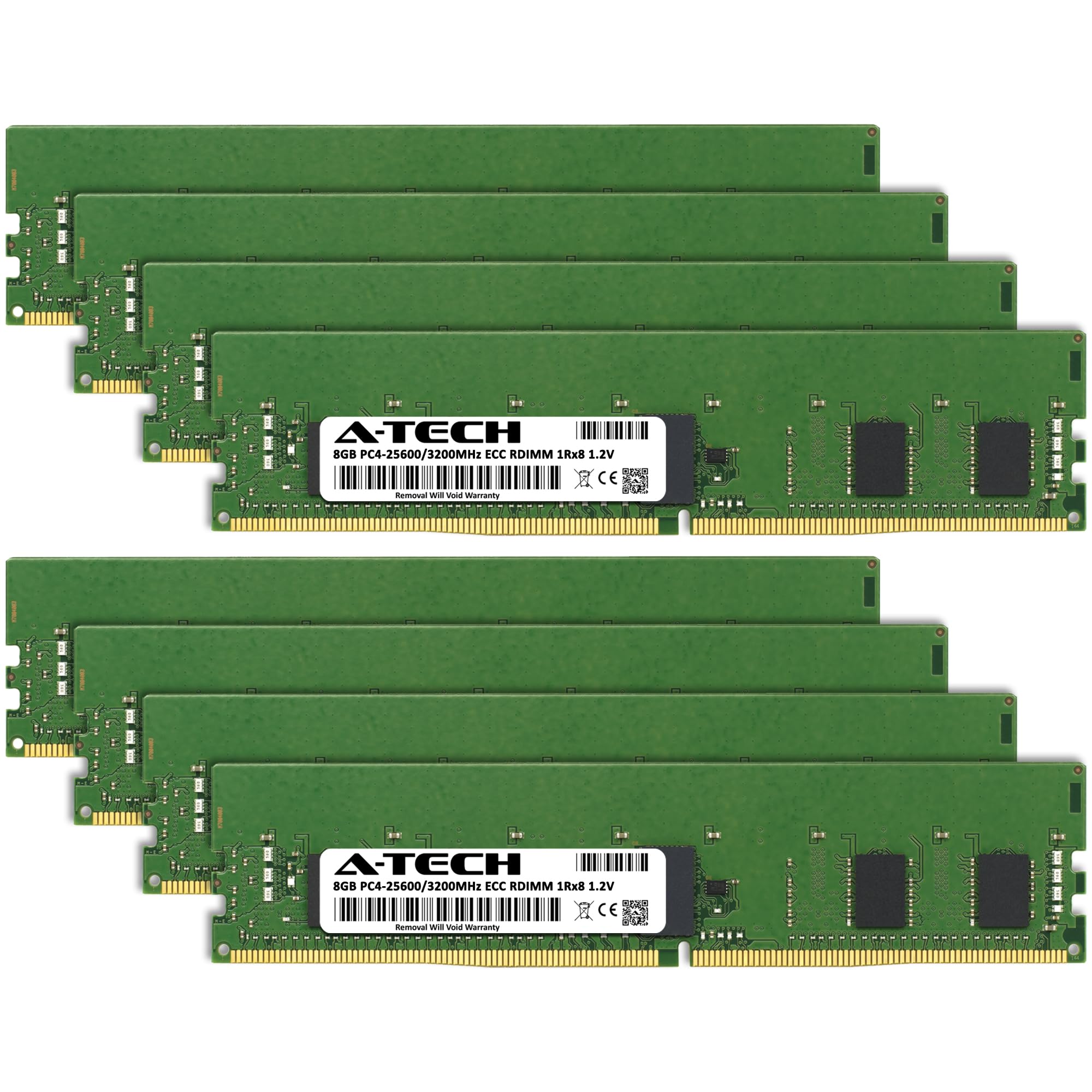 A-Tech 64GB Kit (8x8GB) DDR4 3200MHz PC4-25600 ECC RDIMM 1Rx8
