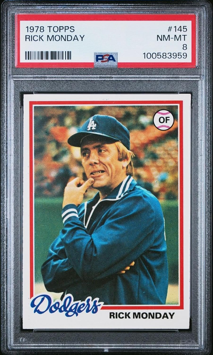 Rick Monday 1978 Topps Baseball Card #145 Psa 8 Near Mint To Mint Dodgers - Slabbed Baseball Cards