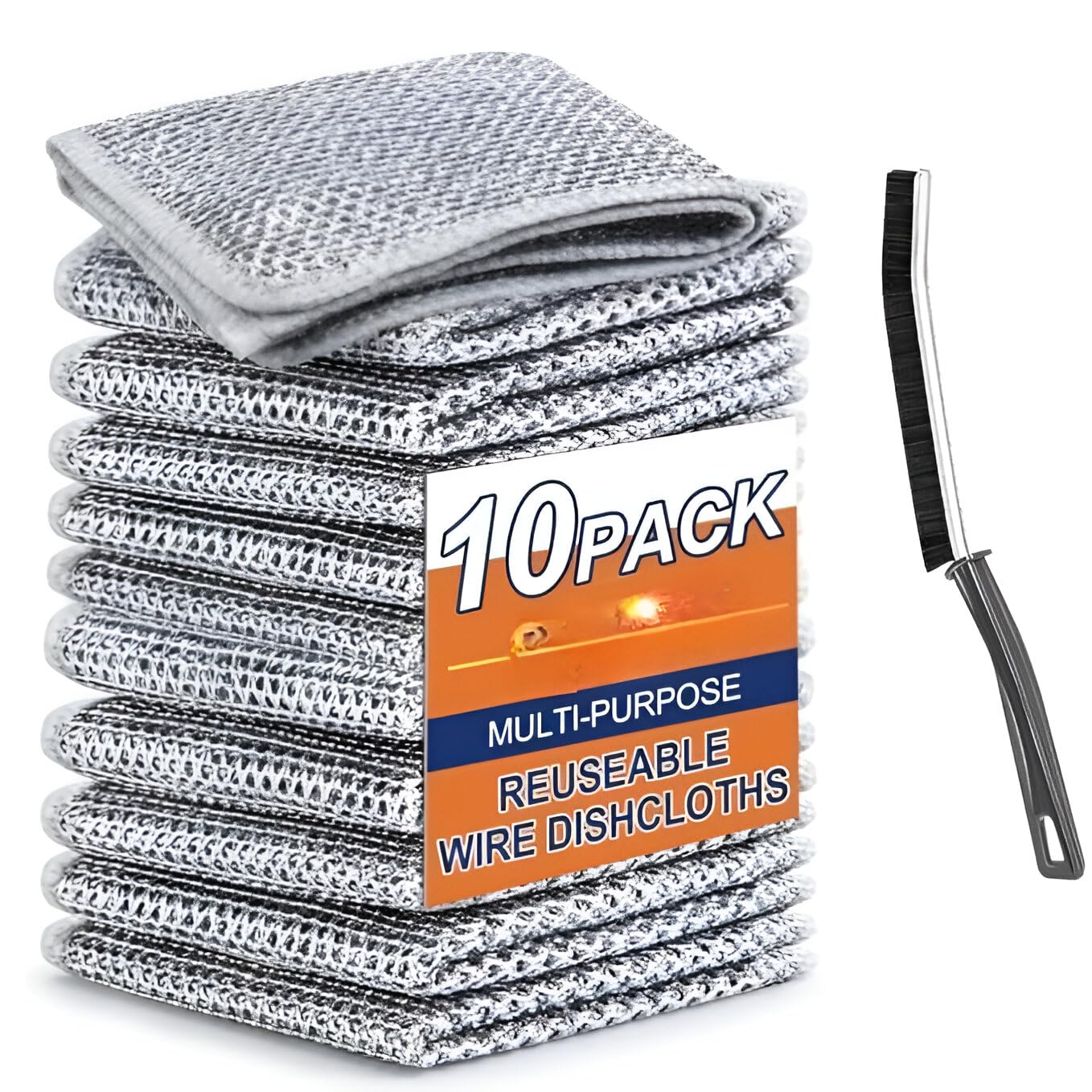 Non-Scratch Dish Wash Steel Wire Dish Cloth, ‎Stainless Steel Cleaning Cloth, Non-Scratch Wire Dishcloth, Multipurpose Wire Dishwashing Rags Material for Wet and Dry (Pack of 10) & 1 Mini Gap Cleaner (B0DDHJCR8M) Amazon Price History, Amazon Price Tracker