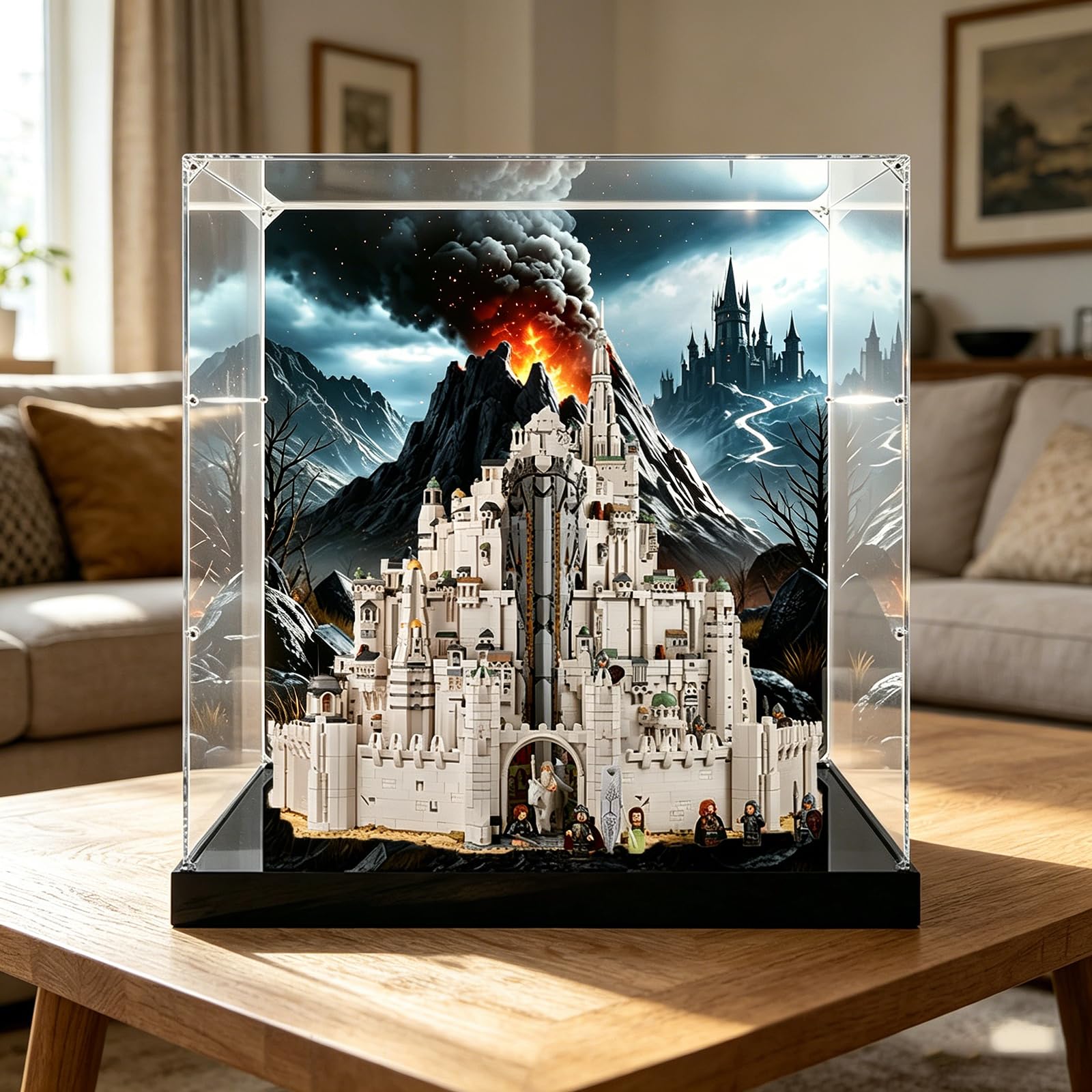 Kompatybilny z LEGO 11377 Władca Pierścieni: Minas Tirith (Białe Miasto) – przezroczysta witryna akrylowa / przechowywanie i ochrona przed kurzem