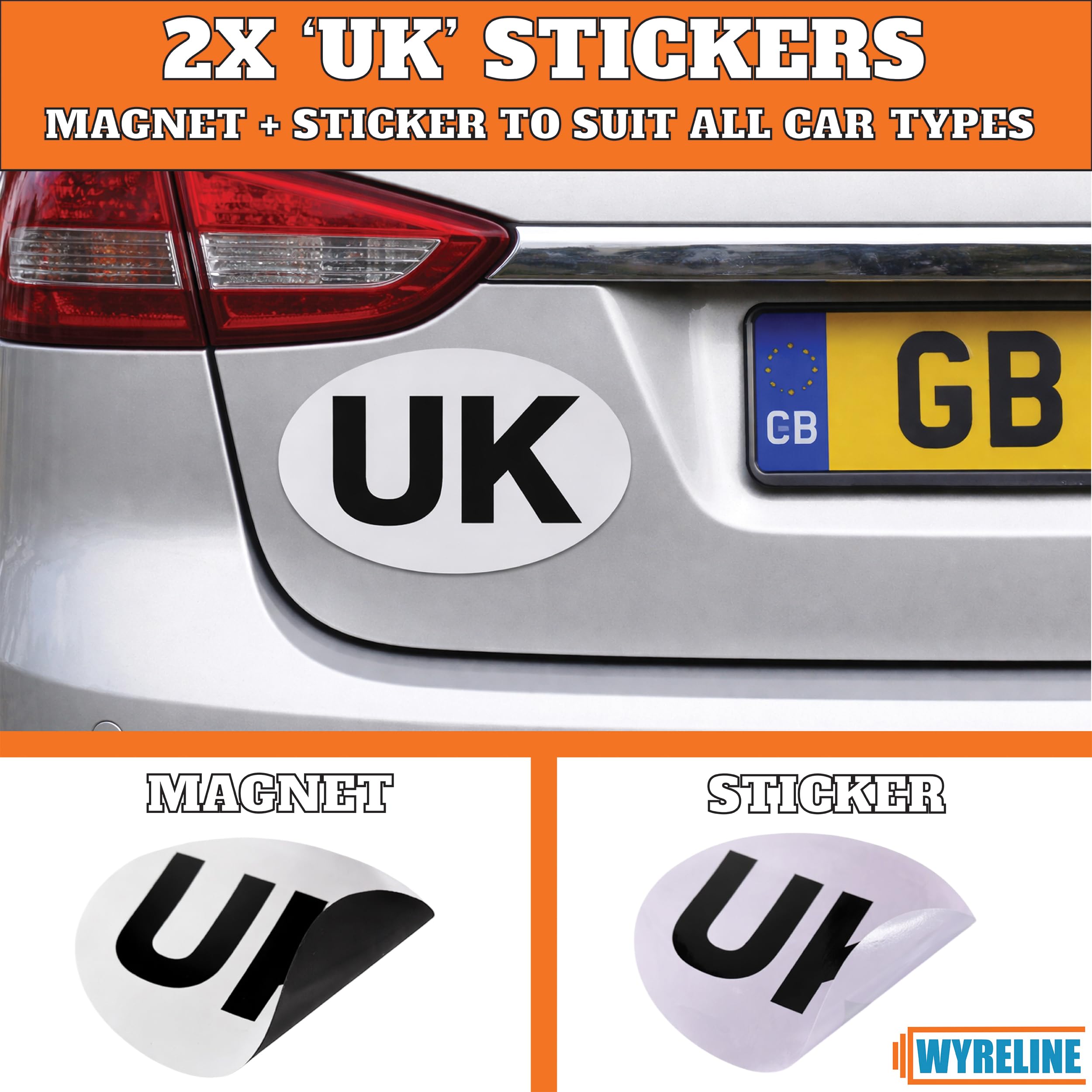WYRELINE 6 Pcs European Driving Kit | Eurolites Headlight Deflectors For Europe | Warning Triangle, Hi-Vis Vest, UK Plate Magnet + Sticker, Rubber Grip Gloves | EU and France Driving Kit 2026 — view 5