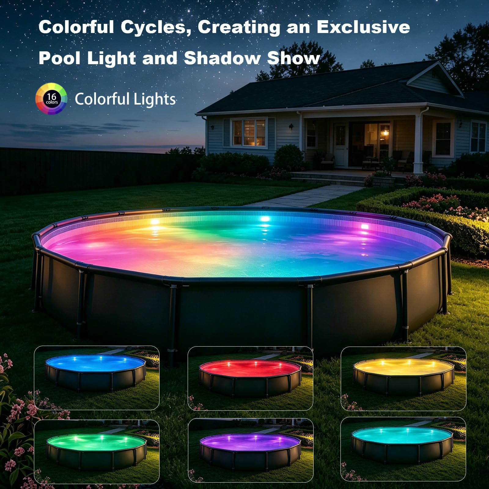 idyl light Lote de 4 lámparas sumergibles recargables para piscina con mando a distancia, impermeables, carga submarina, control de pilas con cambio de color, luces flotantes magnéticas para