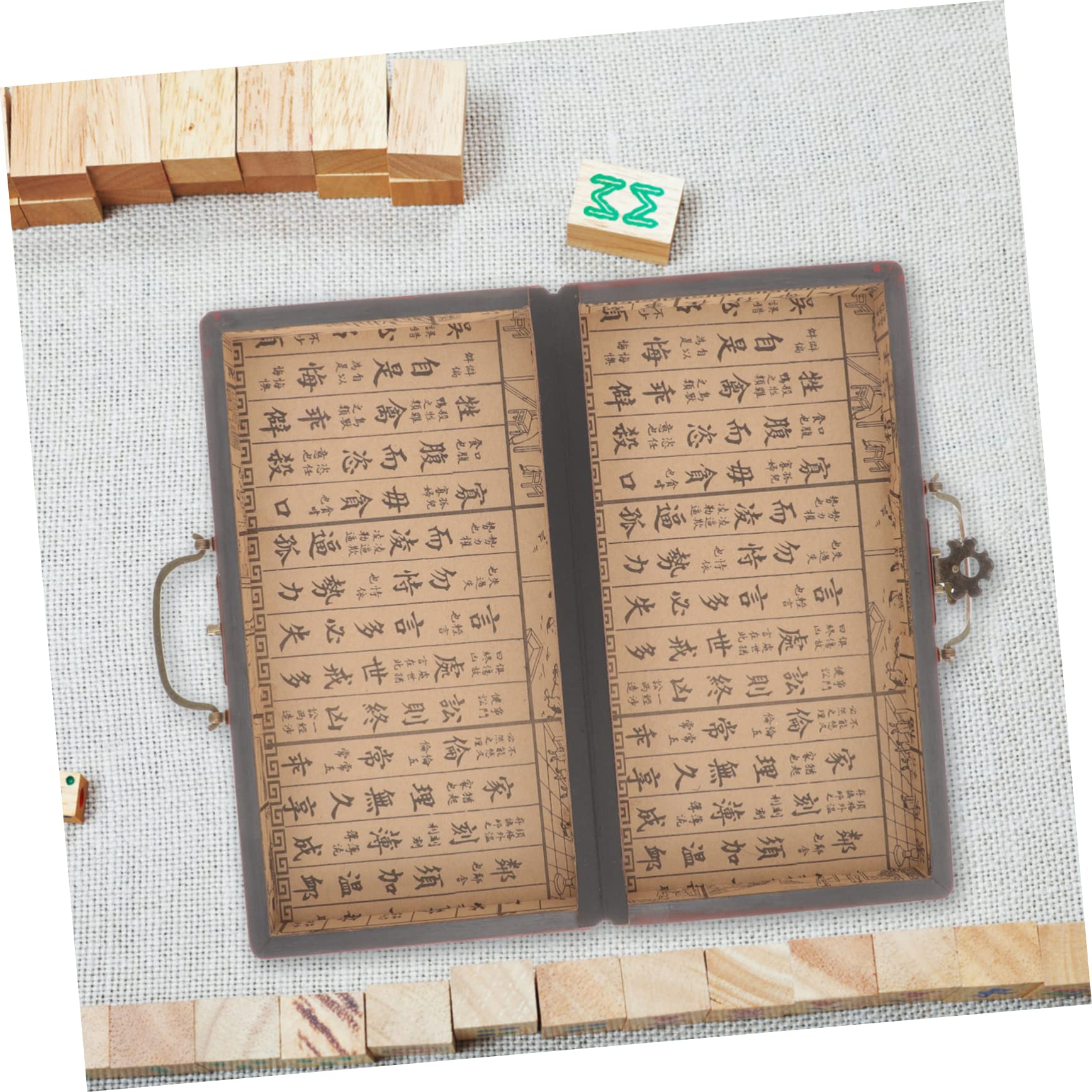 Boîte étui de mahjong rétro Majong contenants récipient avec couvercle mah-jong organisation maison organisation familiale de mahjong conteneur de mahjong en bois