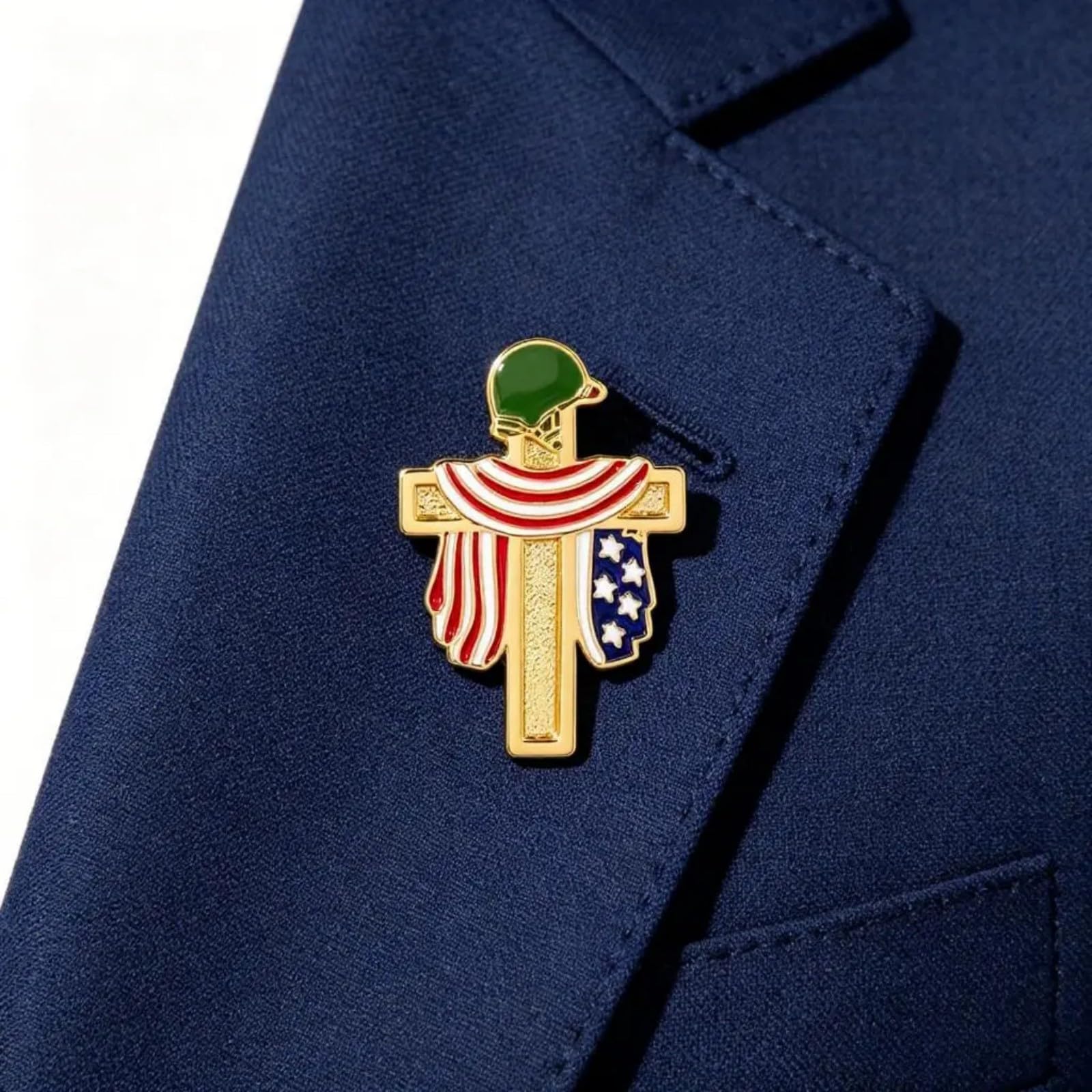 Pin de cruz patriótica de perfil delgado con cierre de dos vías, coleccionables patrióticos, perfecto para mochilas, chaquetas y gorras, insignia de la bandera de Estados Unidos