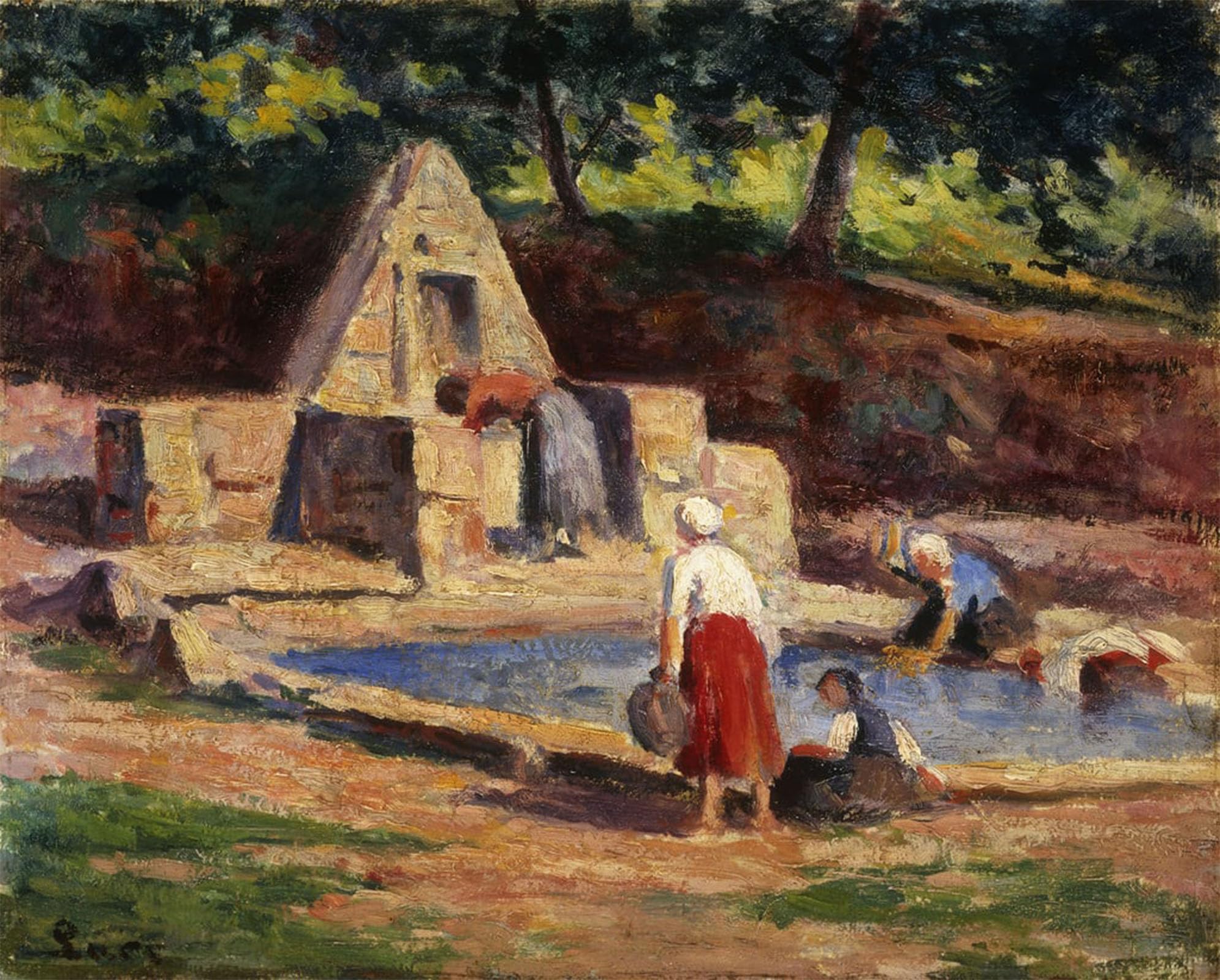 ARTXLXXBN Famous Prints Artwork Pictures Poster Painting Art Laundry Maids Kermouster by Maximilien Luce Artwork Landscape Pictures for Home Decor 60x90cm