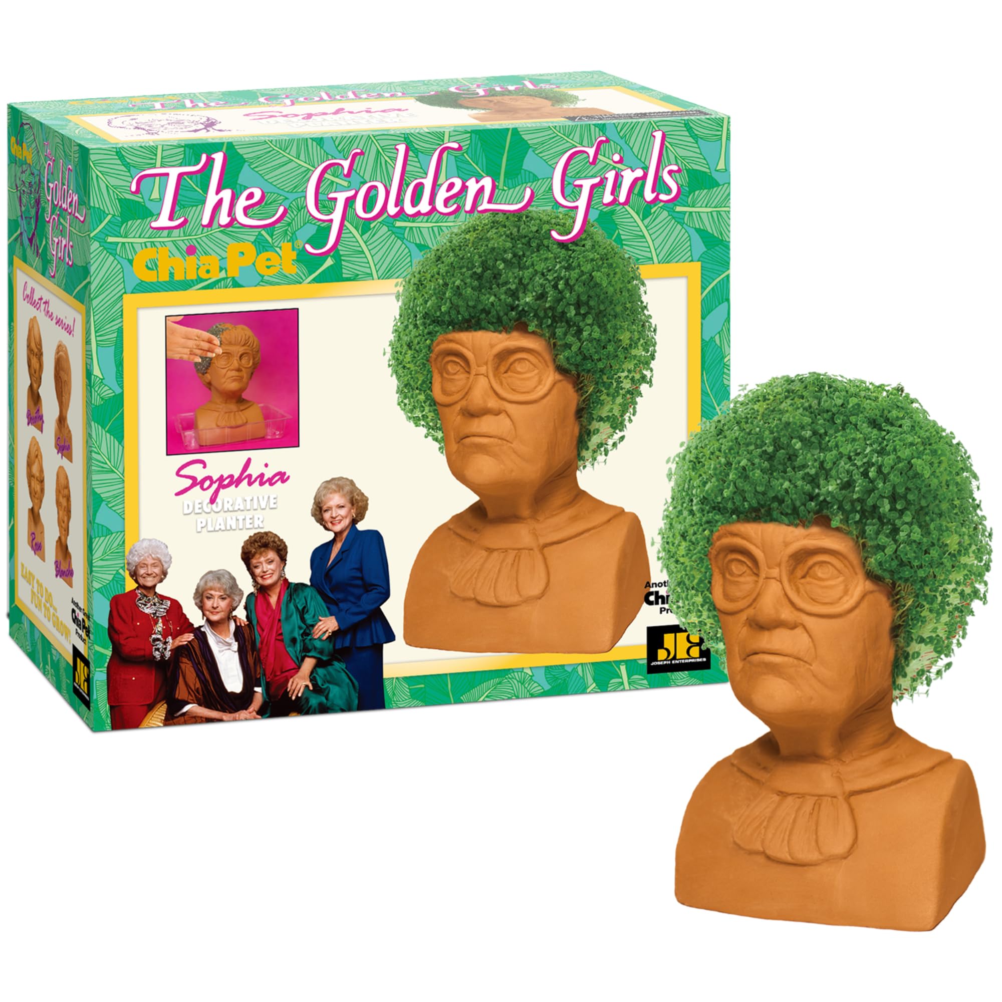 Chia Pet Golden Girls - Sophia with Seed Pack, Decorative Pottery Planter, Easy to Do and Fun to Grow, Novelty Gift, Perfect for Any Occasion