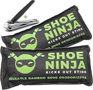 Sponsored Ad – Shoe Ninja Shoe Deodoriser - Shoe Odour Eliminator with Activated Charcoal, Versatile and Reusable Deodoriser Bags for Shoes, Football Boot Deodoriser and Shoe Smell Remover, Great for Sports - 2pk
