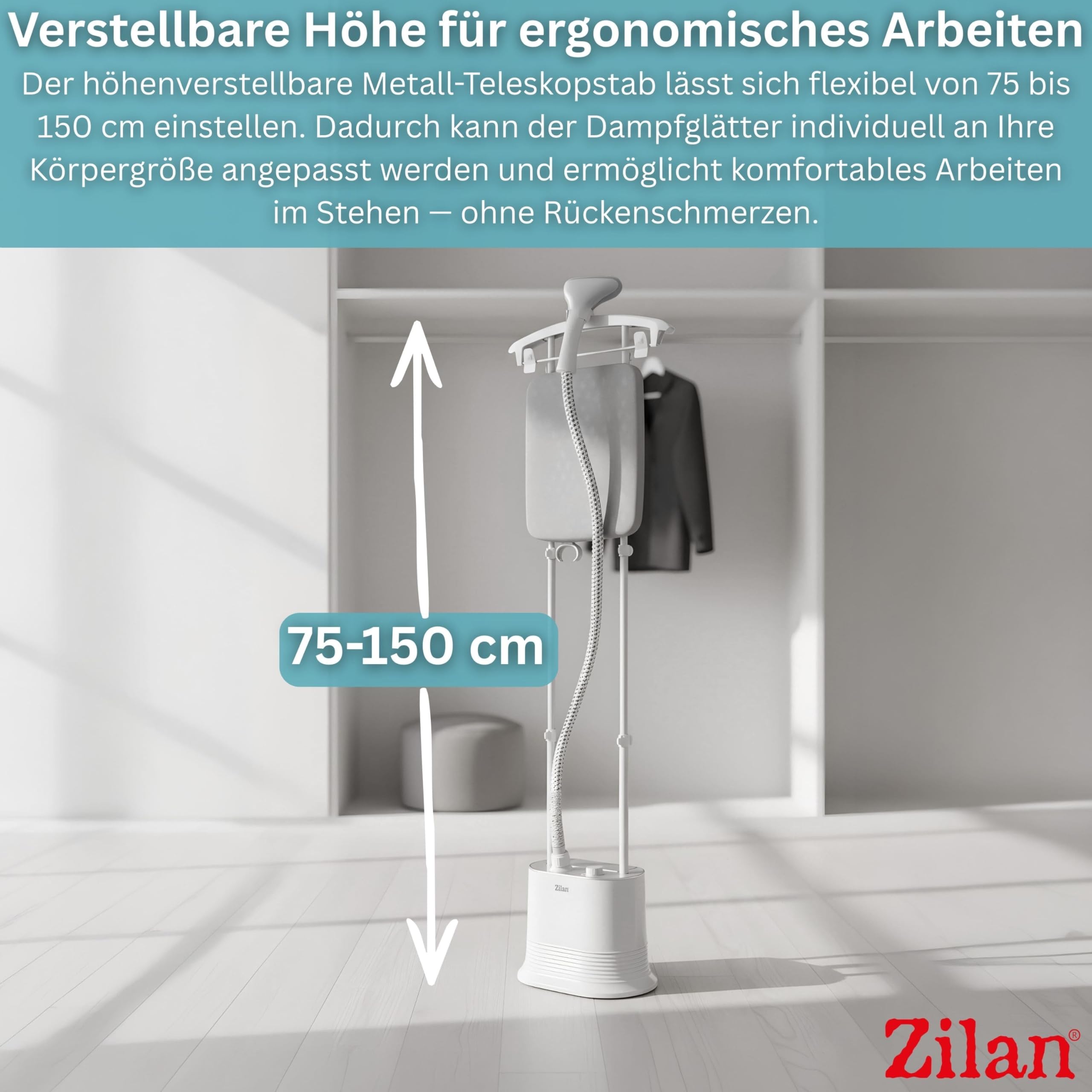 Zilan - Vaporizador 2 en 1 con tabla de planchar, central de vapor de 2000 W y cepillo de vapor, calefacción rápida en 30 segundos, plancha de vapor
