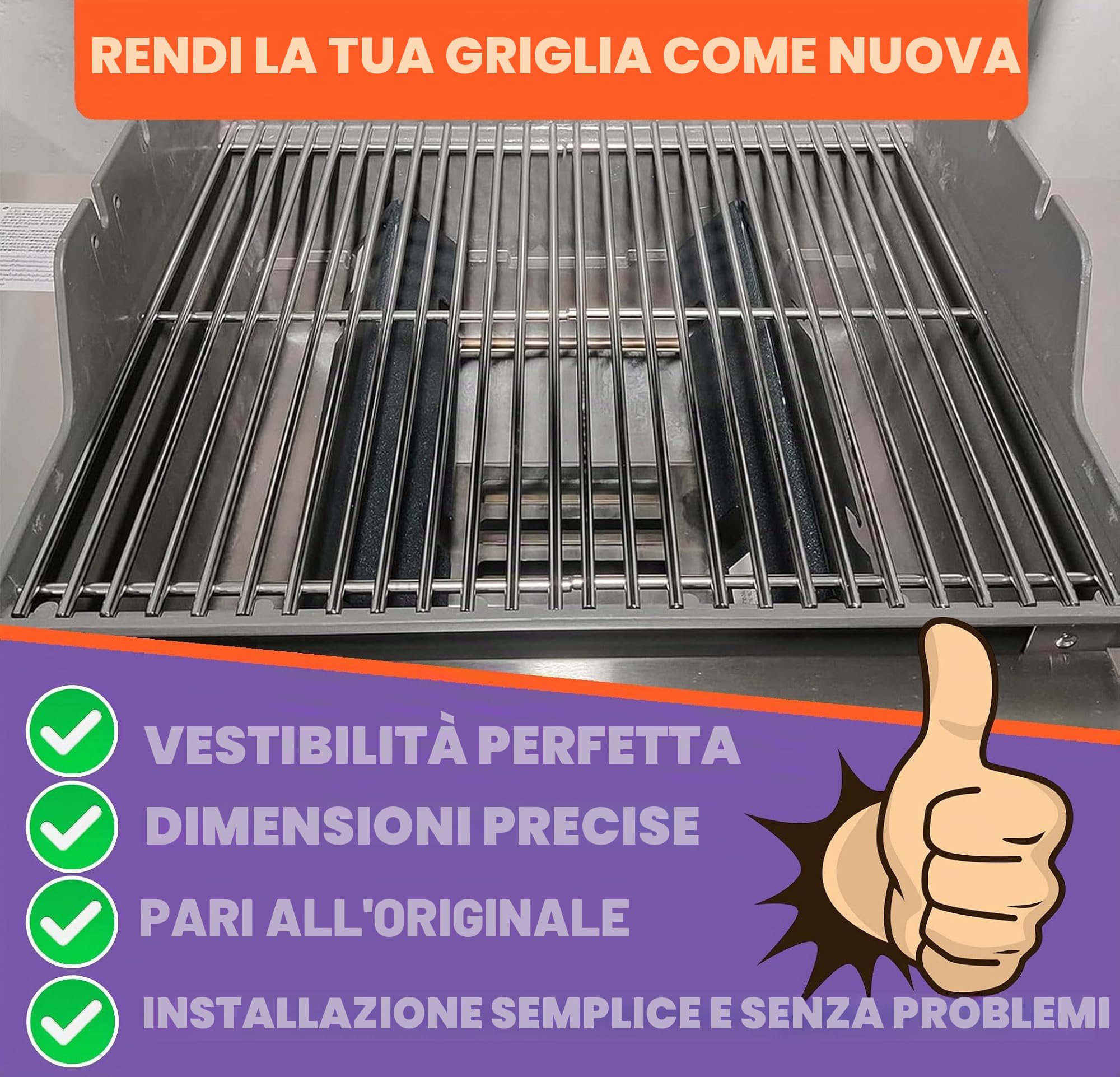 Griglie in Acciaio Inox 7637 per Weber Spirit I & II Serie 200 Spirit E210 Spirit E220 Spirit S210, Spirit S220 Griglie a Gas per Weber 7637 44,2 x 25,7 cm Ogni griglia