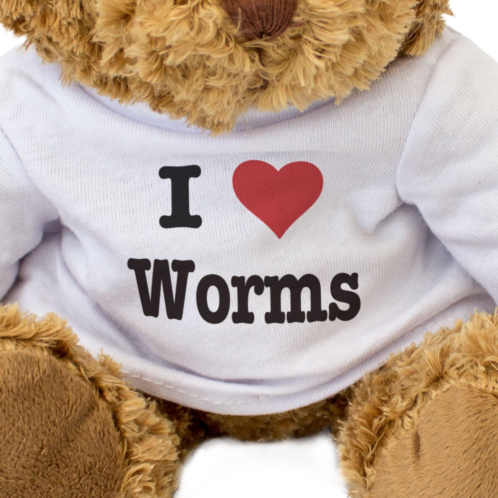 I LOVE WORMS - Teddy Bear - Cute Soft Cuddly Adorable - Gift Present, Brown - Image 3