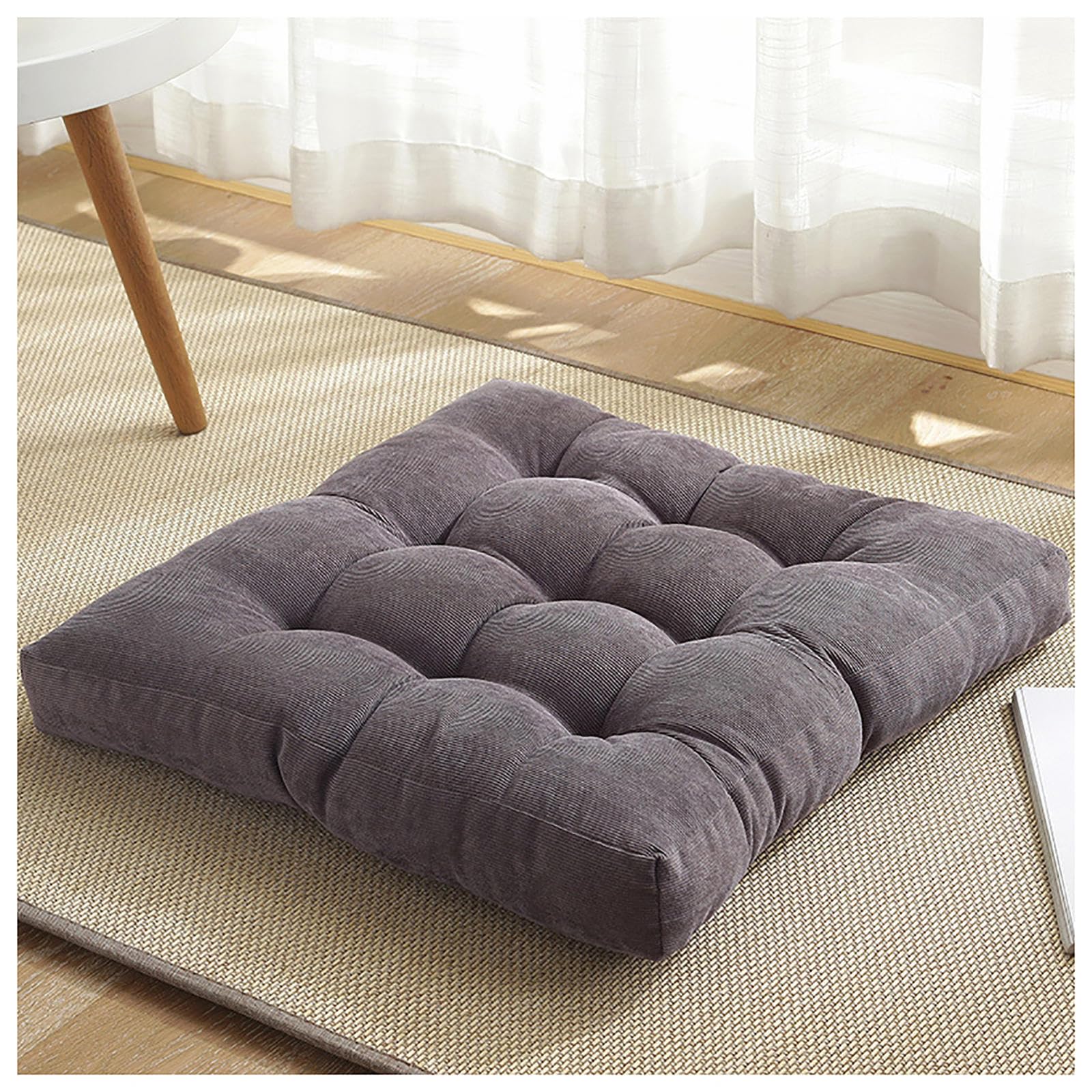 RRRYYYZZ Kitchen Chair Cushions Yoga Cushions for Sitting on Floor 22 * 22 * 4in Corduroy Fabric Kitchen Seat Cushions for Dining Chair Garden Kitchen,Grey, Gray