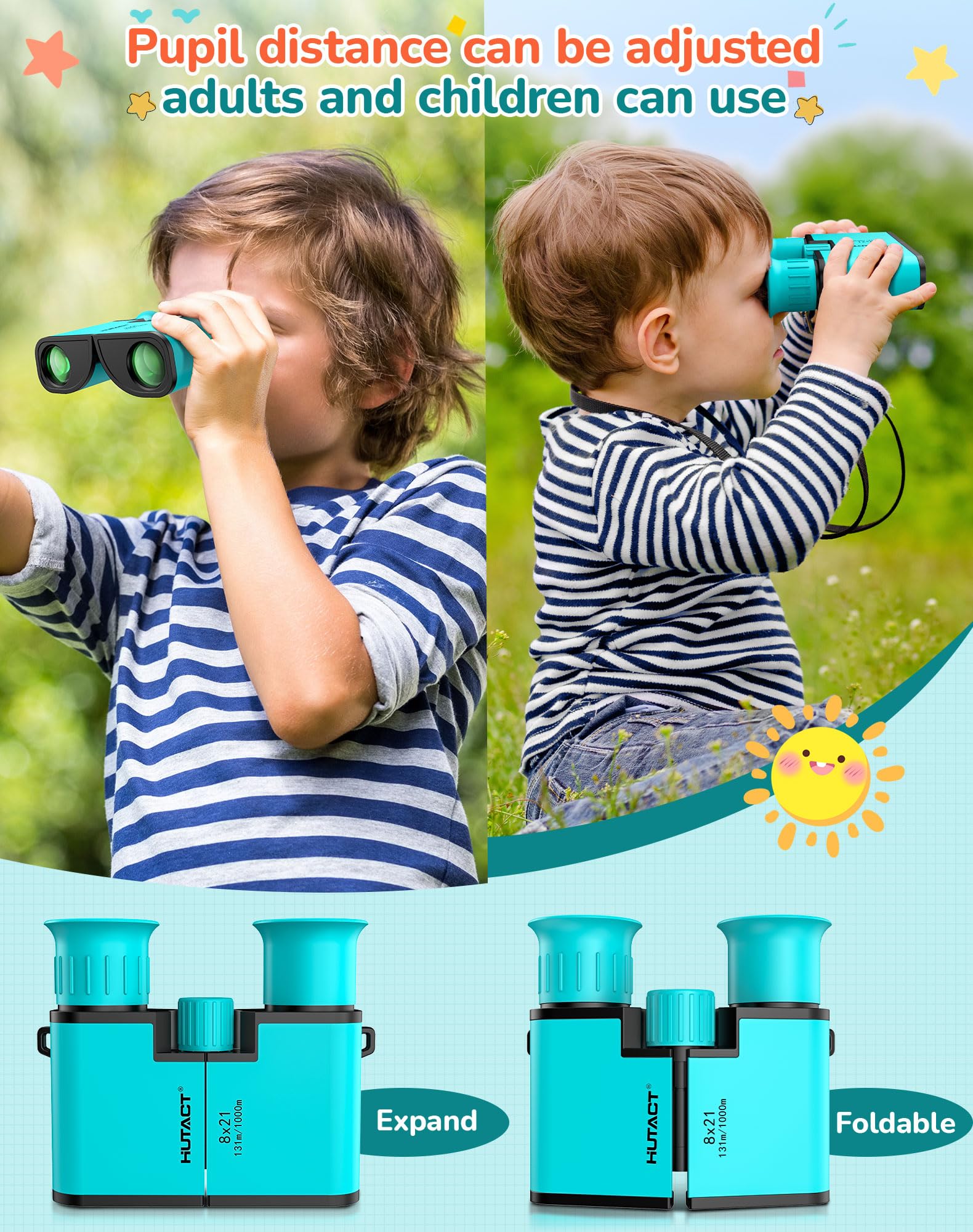 Fernglas für Kinder und Erwachsene, 8x21 wasserdichte Kinderferngläser für Outdoor-Abenteuer, Vogelbeobachtung, Reisen und Camping (Grün)