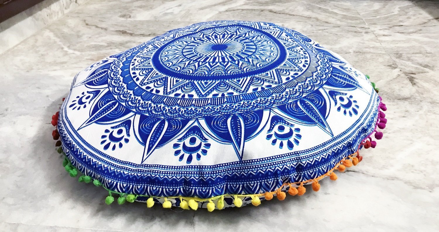 Devanshi art creations Cotton 68TC Cushion Cover, 22 inches, White and Blue (B07D6CT4V4) Amazon Price History, Amazon Price Tracker