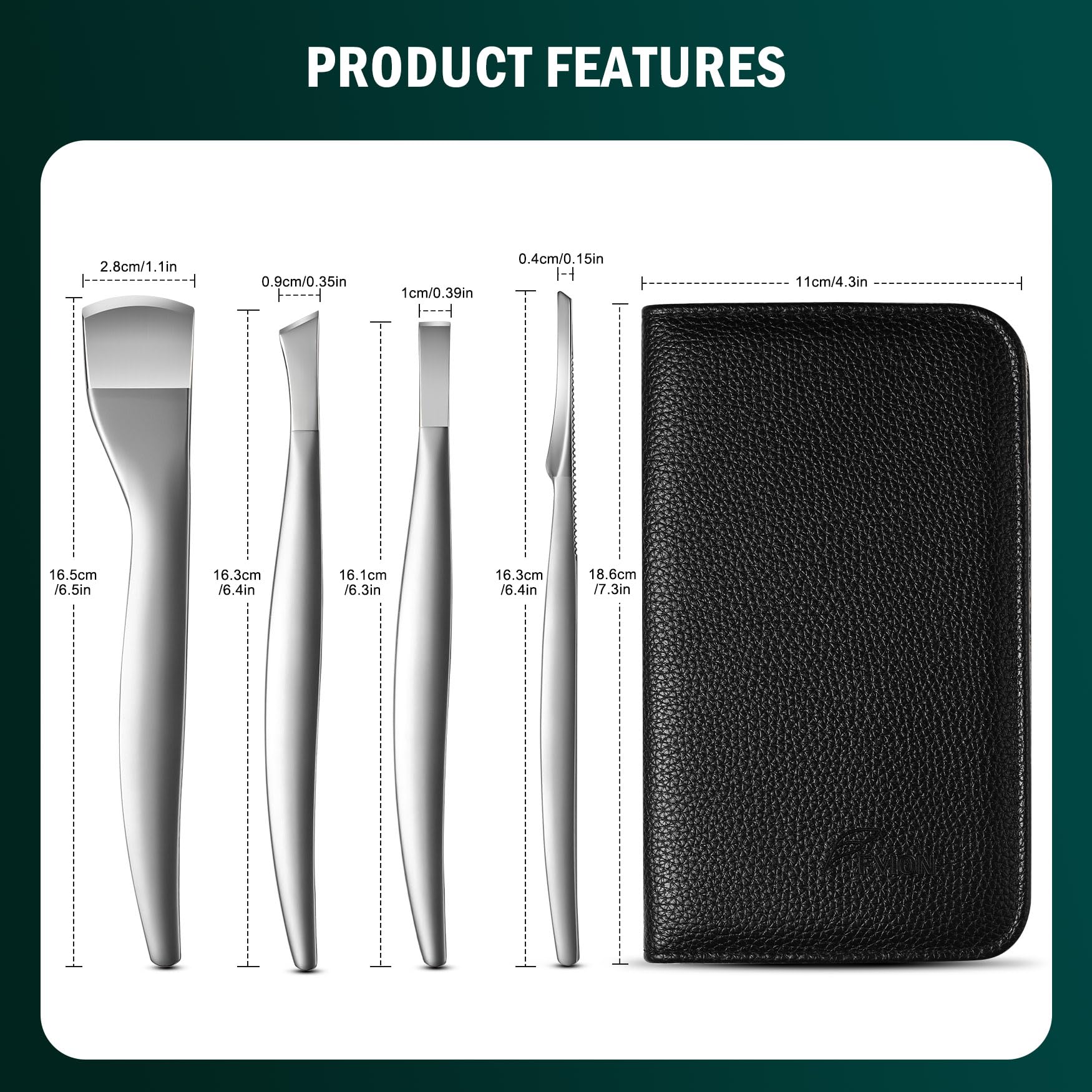 Juego de cuchillos de pedicura profesional, 4 piezas, kit de cuchillas de eliminación de uñas encarnadas, cuchillas de acero inoxidable para callos de los pies, color plateado 7