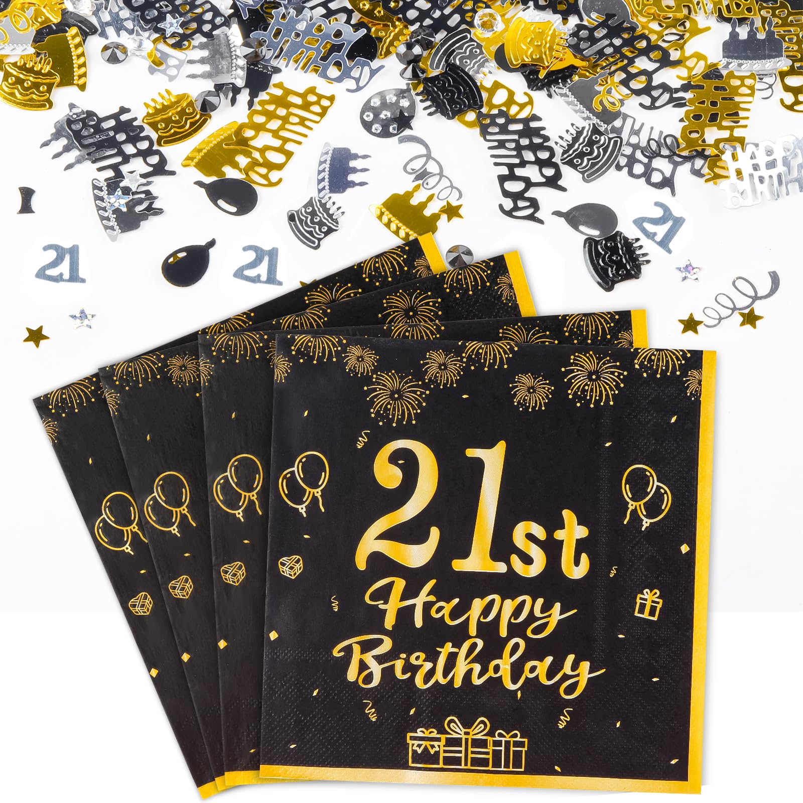 Geburtstag 21 Servietten, 20Stk Rainbow Happy Birthday Servi
