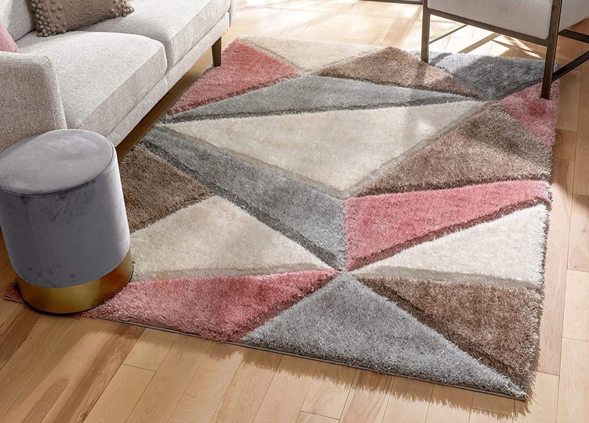 SHREE GANESH Furnishing Anti Slip Shaggy Fluffy Fur Rugs and Carpet for Living Room, Bedroom (Multi - 3, 5 x 7 feet)