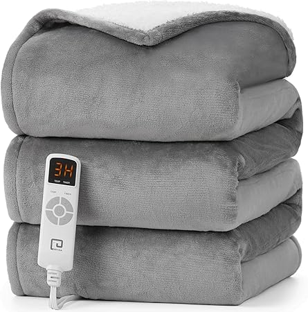 EHEYCIGA Heated Electric Blanket Full Size - 9 Heating Levels, 10 Hours Auto Off, Soft Cozy Sherpa Washable With Fast Heating, 72 x 84 Inches