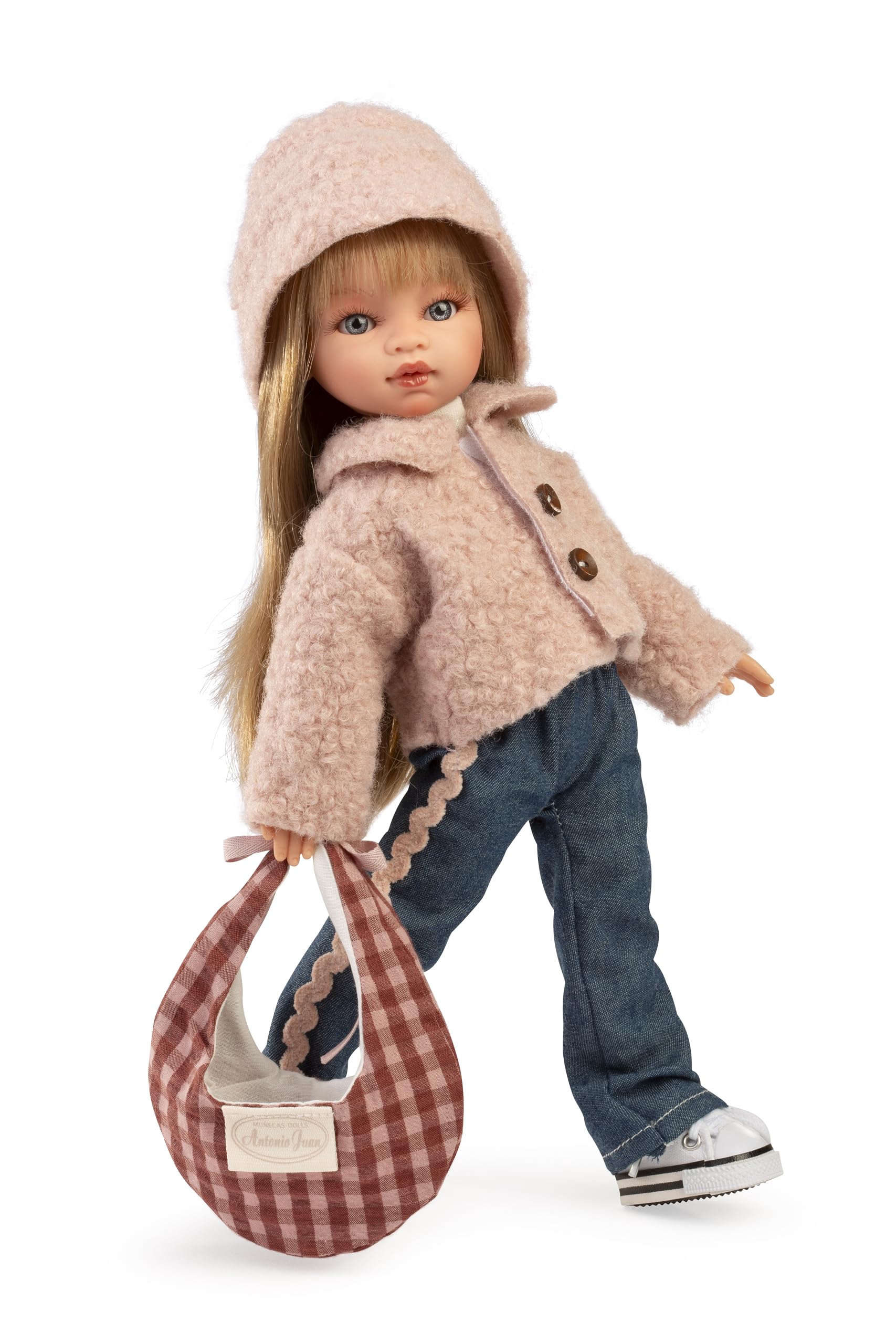 Lalki Antonio Juan - Emily Cosmopolitan Fashion Doll, 33 cm, Winylowy Ciało, Urban Style Casual Różowy z Akcesoriami