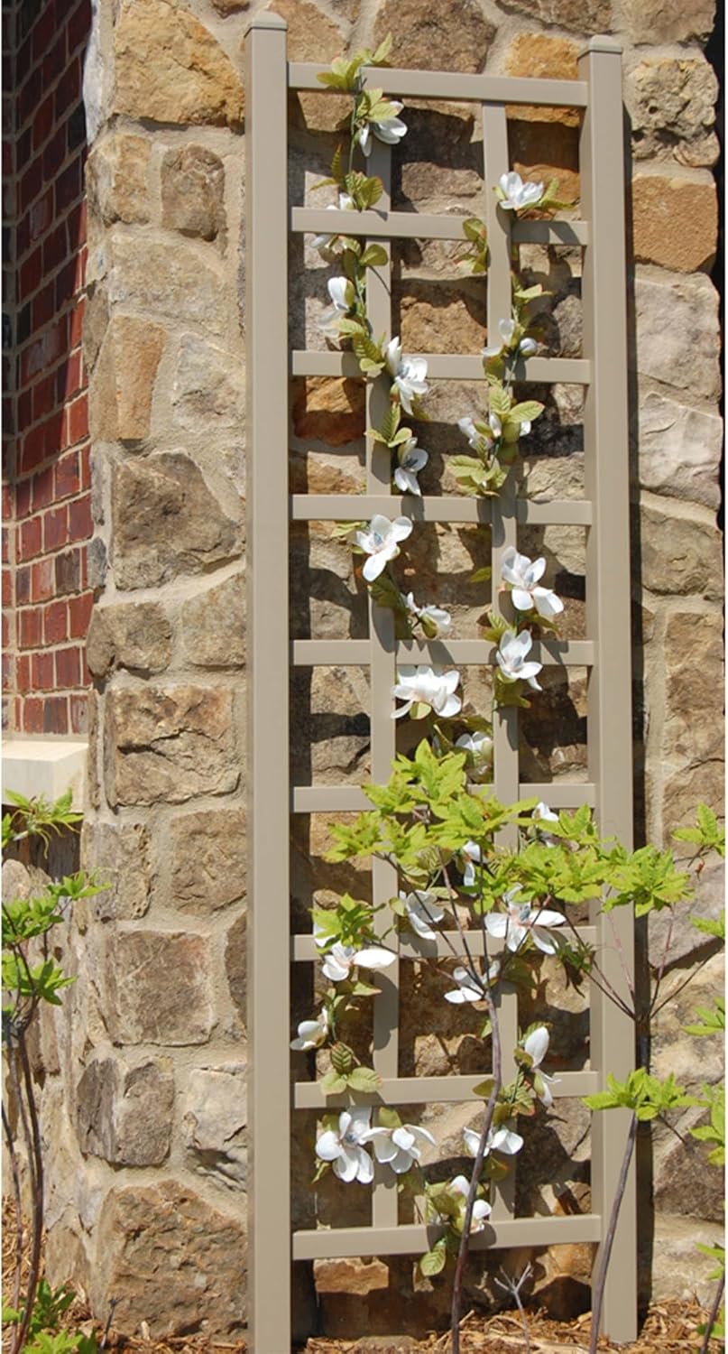 Dura-Trel Elmwood 22 by 75 Inch Indoor Outdoor Garden Trellis w/Ground Anchors, Plant Support for Vines, Climbing Plants, Flowers, & Vegetables, Mocha