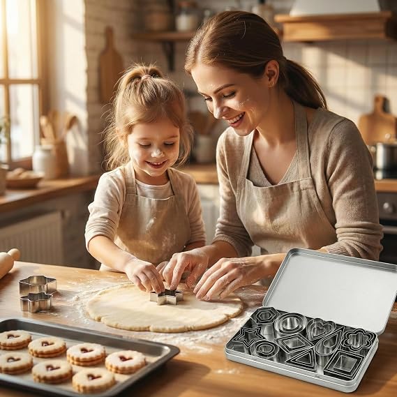 Mini Geometric Cookie Cutters Set-Stainless Steel Metal Baking Moulds