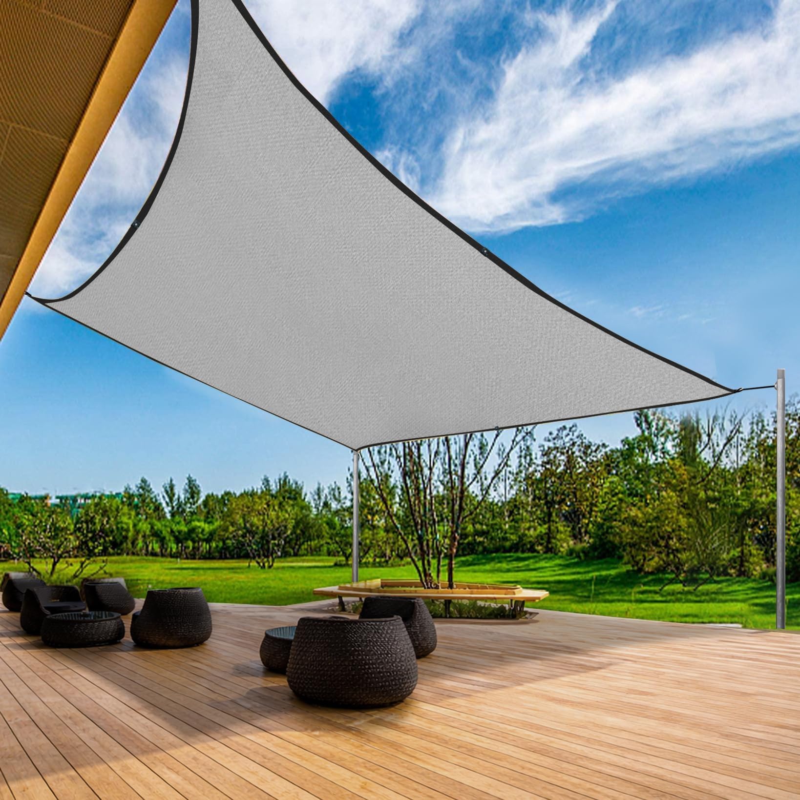 Shalimar Multipurpose Shade Net/Green Net - 75% Sunblock (10 ft x 15 ft) | UV Stabilized & Heavy Duty | Ideal for Terrace, Lawn, Balcony & Greenhouse - Silver Color