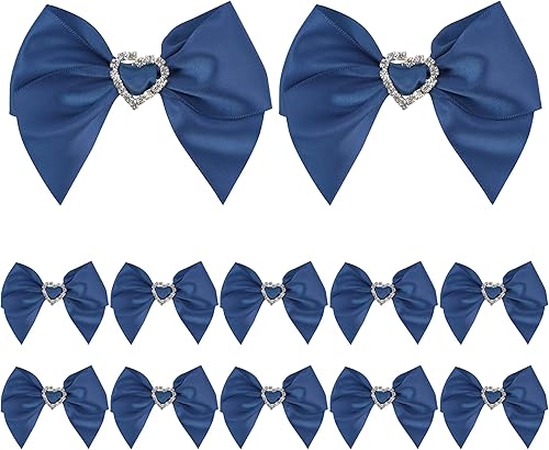 Miniatura 9 de AIMUDI Lazos de satén verde lima previamente atados con diamantes de imitación de 3 pulgadas con lazos de diamante corazón para envolver regalos,