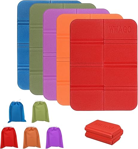 PATIKIL Asiento de cojín plegable, paquete de 5 almohadillas de camping de 15 x 11 pulgadas, impermeable, espuma XPE, alfombrillas para sentarse al