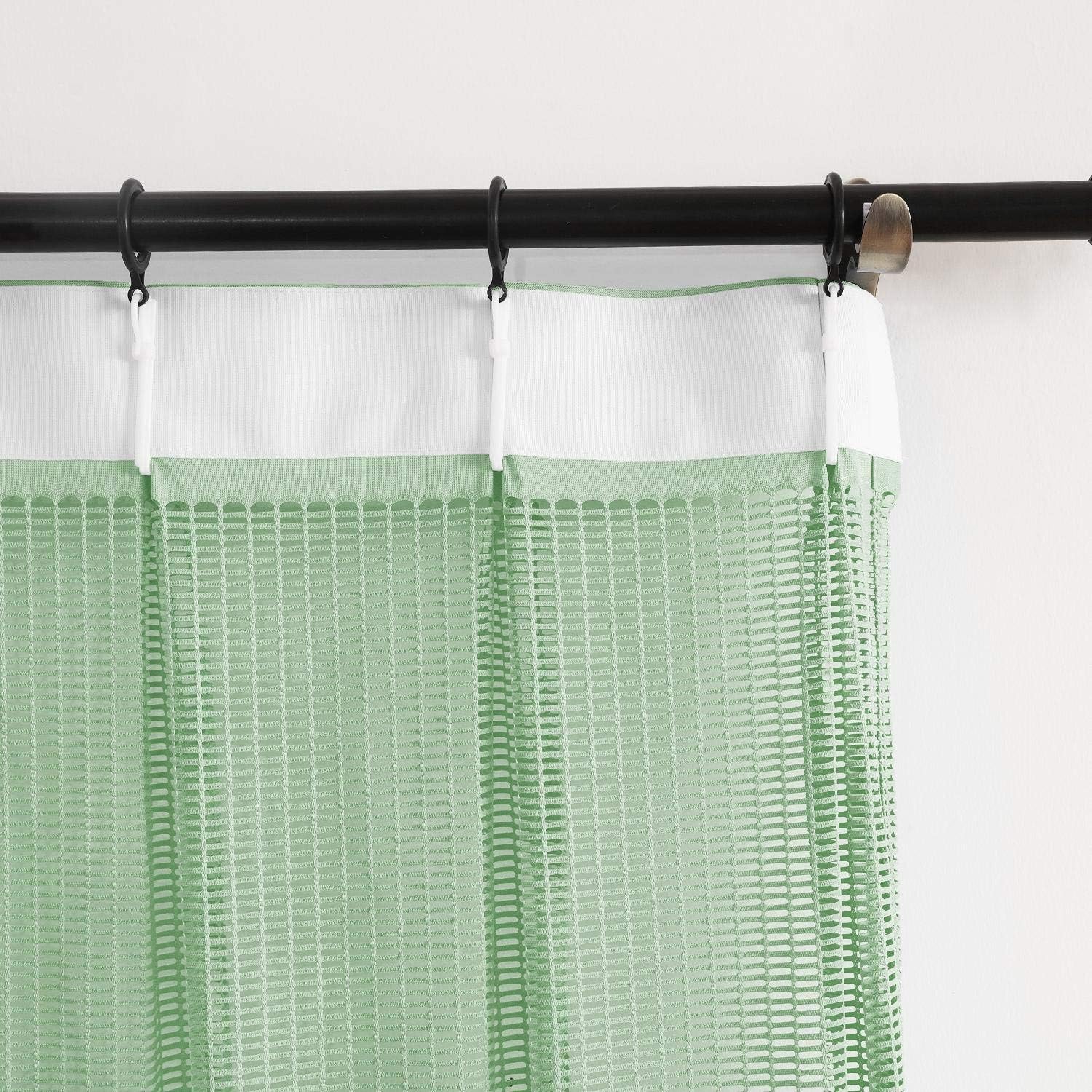 TWOPAGES Green Room Divider Privacy Cubicle Curtain Dustproof Curtain Mesh Top Pinch Pleat Curtain (1 Panel, 15'Wide x 7'Long)