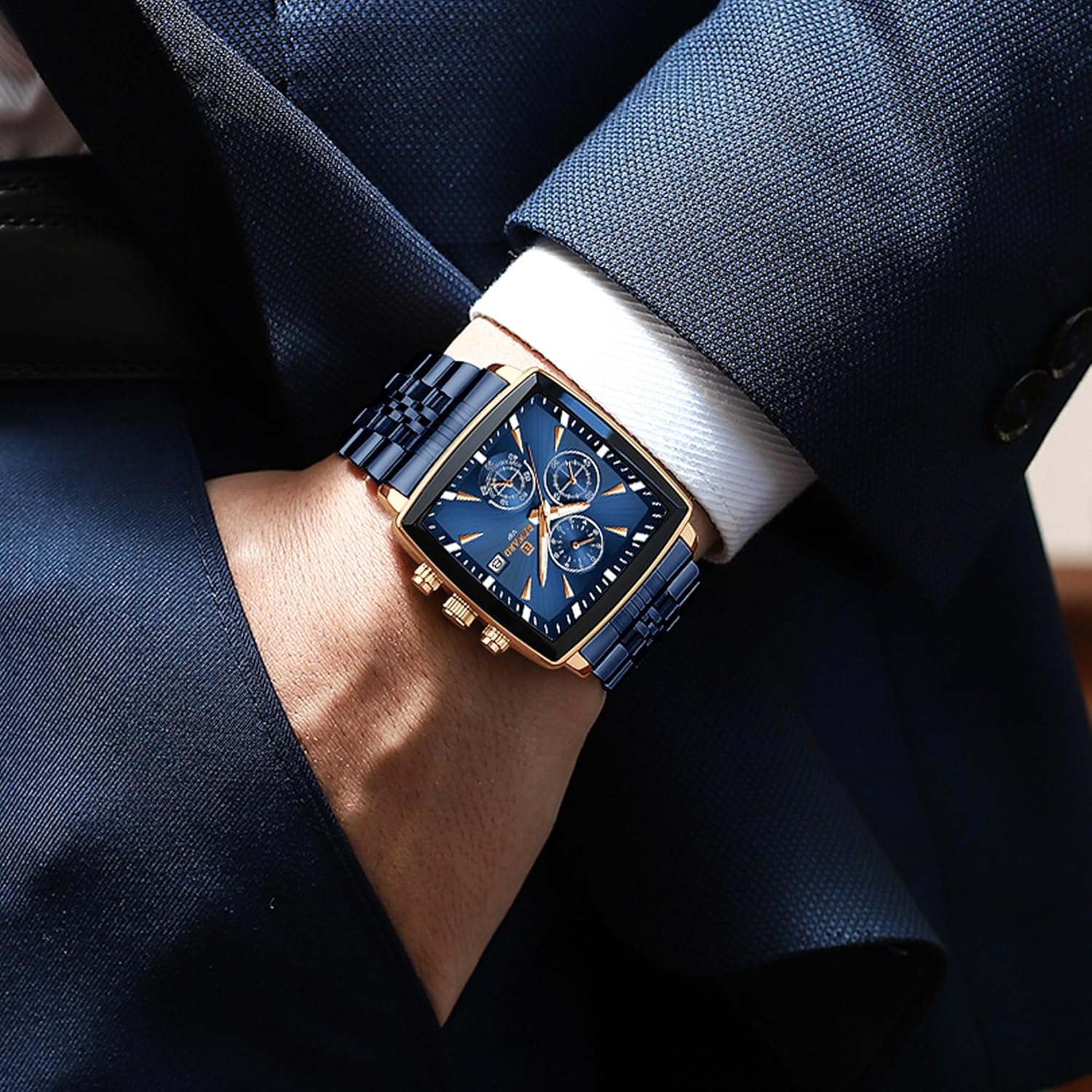 FORSINING Mens Watches for Business Dress Analog Quartz Waterproof Wrist Watch for Men Multifunction Chronograph Watch for Men - Image 4