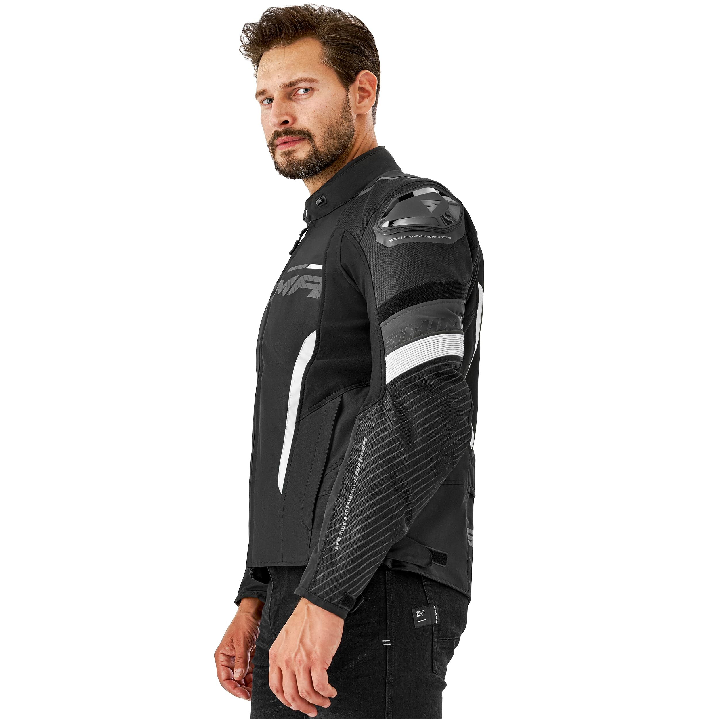 SHIMA SOLID Veste Moto Homme Homologué AIRFORCE Dorsale Blouson Armure Protecion Vestes Imperméable Textile Vetement Hiver Ete Touring Motos Aventure équipements (Hommes, Blanc, Regular, 4XL) | Ventilation optimisée