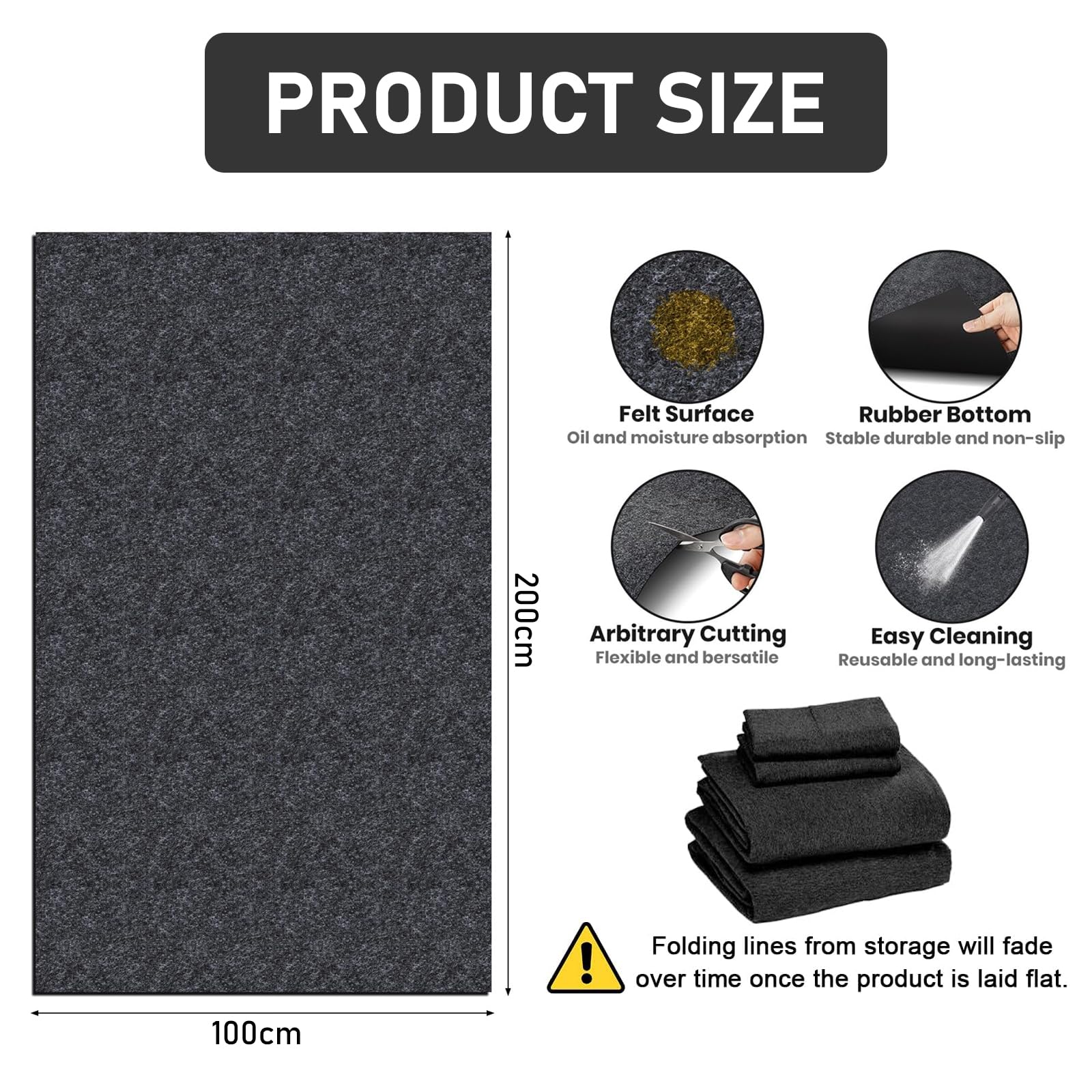 YSOOUA Tapis Anti-Déversement d’Huile 100x200cm - Rétention pour Moto, Auto, Établi et Atelier