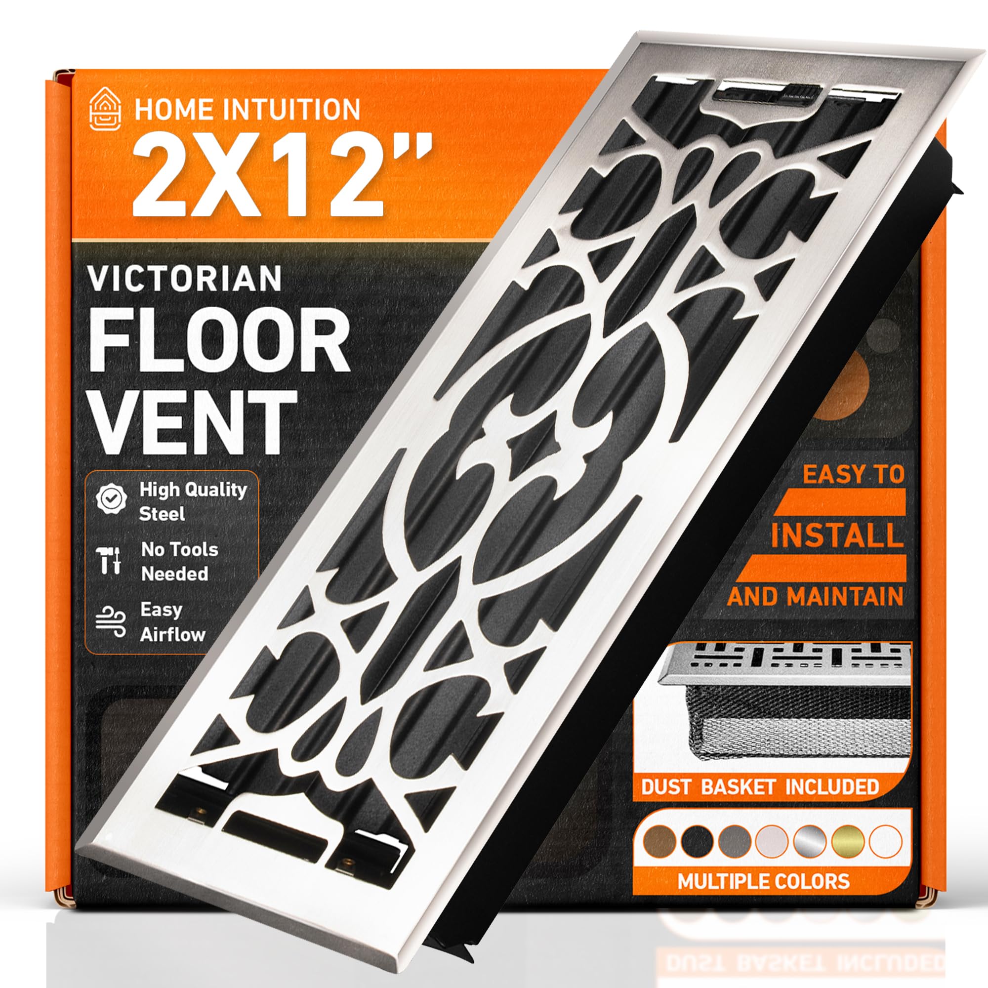 2X12 Floor Vent Covers Floor Register with Mesh Cover Trap, Heat