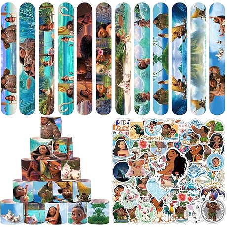 86 Pieces Vibrant Moana Party Favors for Joyful Celebrations: 36 Slap Bracelets...