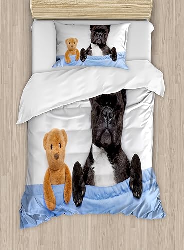 Miniatura 114 de Ambesonne Juego de funda de edredón color menta, líneas onduladas horizontales a rayas blancas abstractas de tonos suaves, exhibición de arte