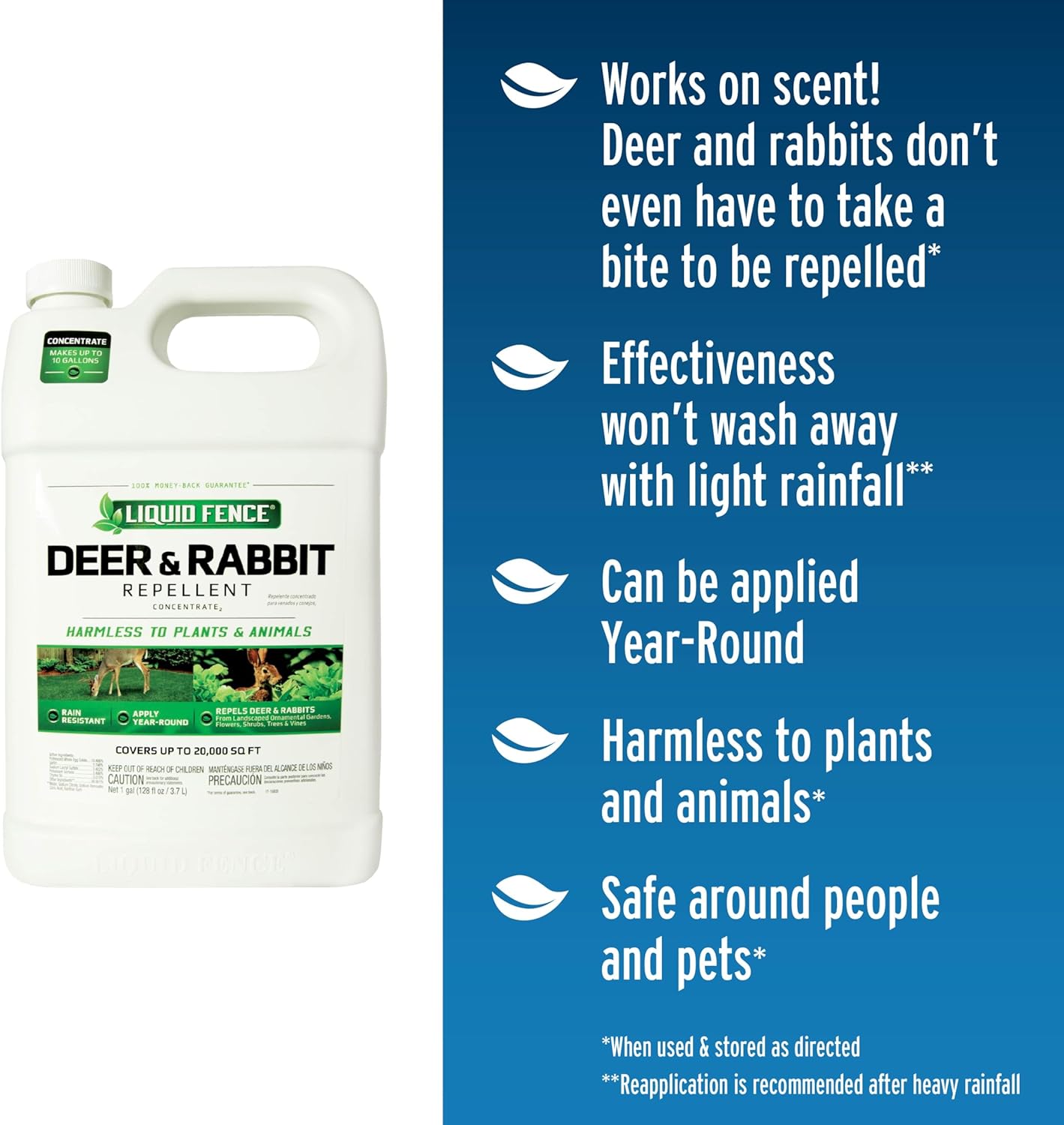 Liquid Fence Deer And Rabbit Repellent Concentrate, Apply Year-Round, 1 Gallon