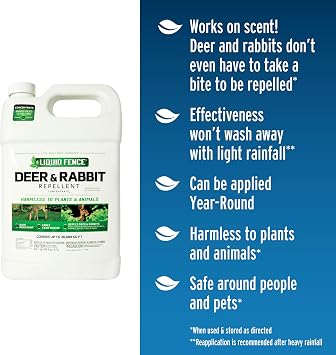 Liquid Fence Deer And Rabbit Repellent Concentrate, Apply Year-Round, 1 Gallon