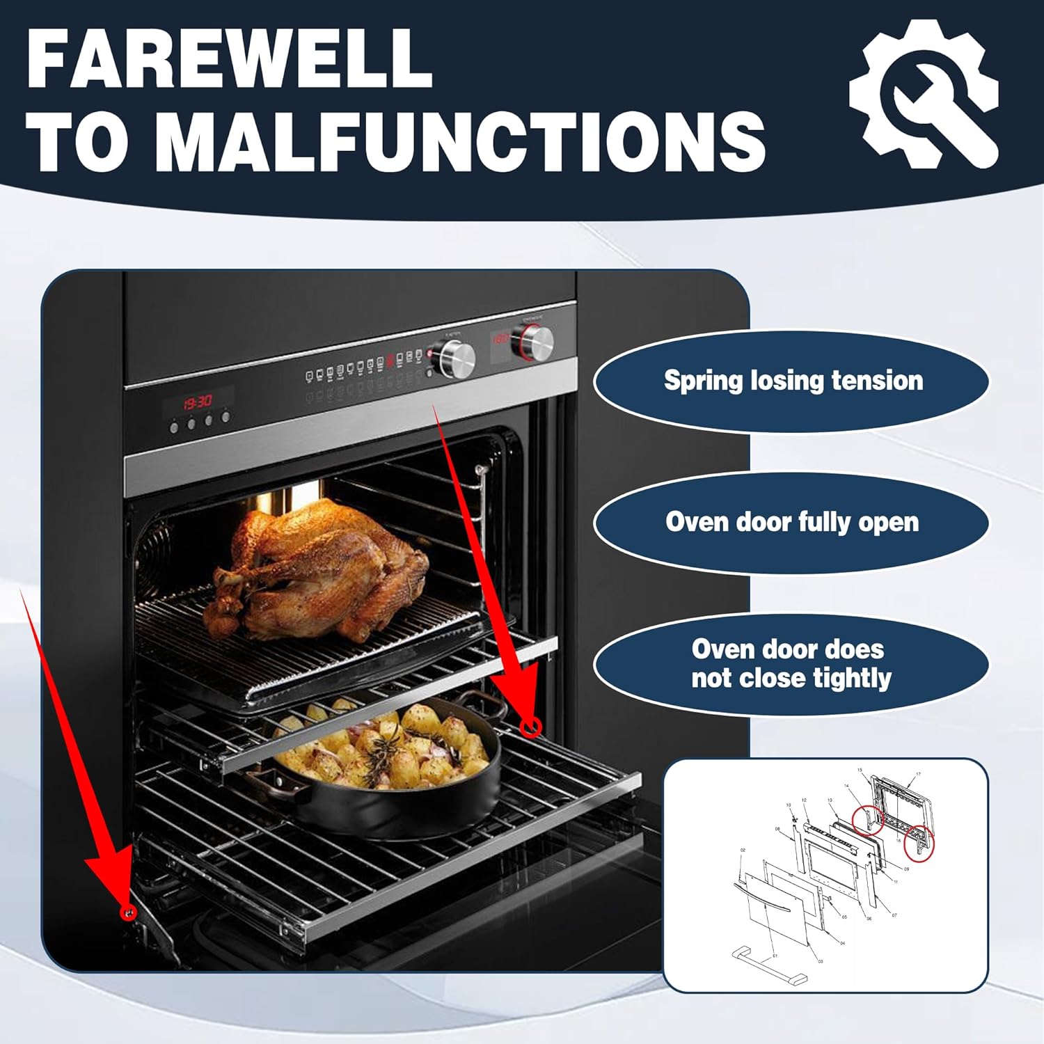 00414511 Cosamatcozon Upgraded Range Oven Door Hinge (2 Sets) Part# 00414511 - Compatible with Some Thermador and Bosch Ranges or Ovens