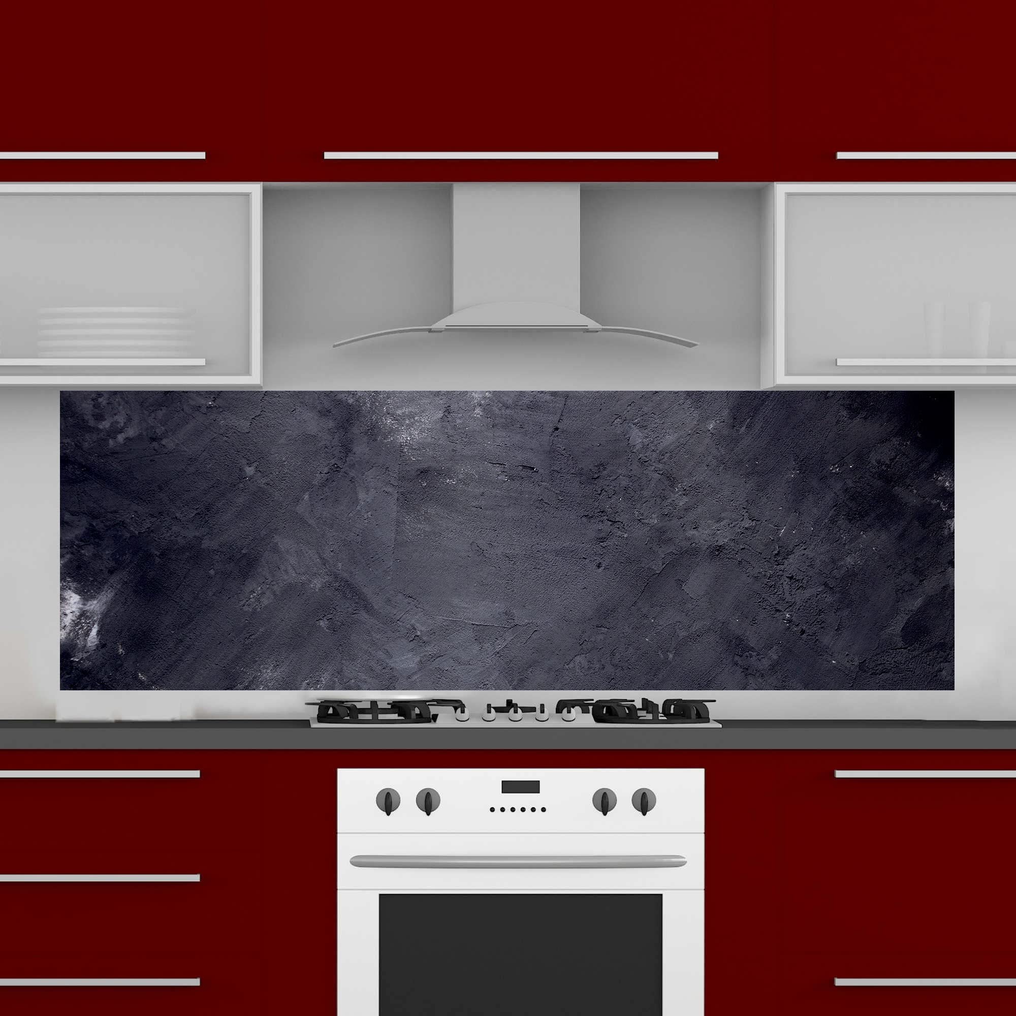 INDIGOS UG - Pannello posteriore da cucina per piastrelle, cemento nero, 180 x 55 cm, paraspruzzi in alluminio, resistente al calore, pannello posteriore da cucina, moderno, lavabile, per fornelli e