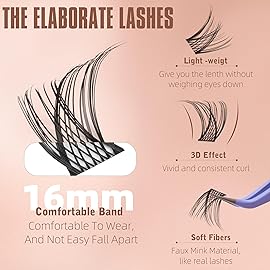 Medium Lash Clusters Short Wispy C Curl Eyelash Clusters 16MM Individual Eyelashes Natural Cluster Eyelash Extensions Natural Looking Cluster Lashes by Geeneiya (C Curl,16MM)