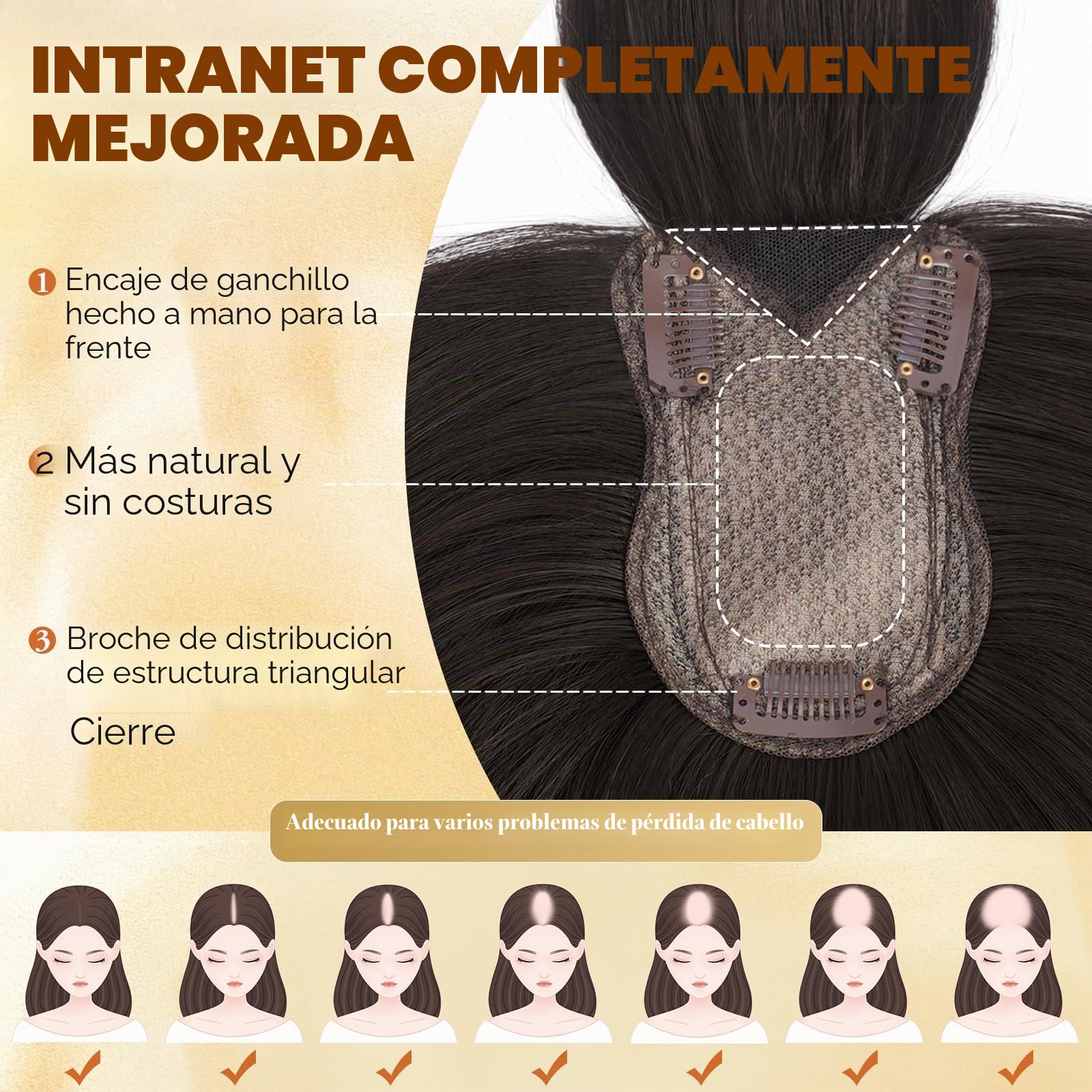 Sofeiyan Topper de Cabello para mujer,30 cm Tapa de Cabello con clip con flequillo,62 g sintéticos Toppers postizos de pelo natural Adecuados para personas calvas,Negro Natural y Castaño Oscuro