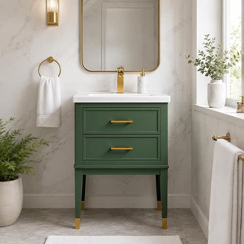 Clara 24" Single Bathroom Vanity with Porcelain Top, Soft-Close Drawers