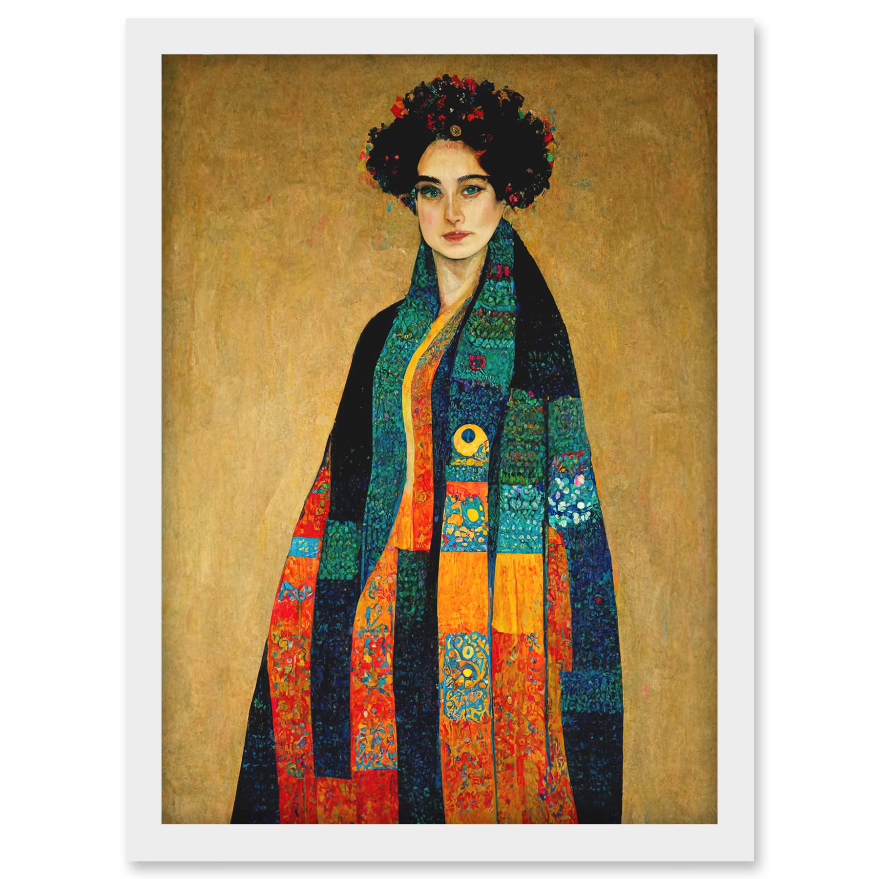 Doppelganger33 LTD Gustav Klimt Inspired Female Portrait Woman Artwork Framed A3 Wall Art Print
