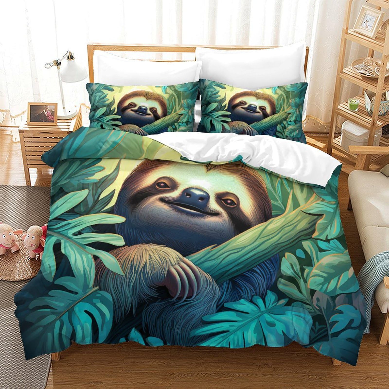 Housse de couette loutre d'arbre 260x220 cm en microfibre avec 2 taies d'oreiller