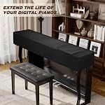 Explore Land 88 Keys Digital Piano Dust Cover with Music Stand Opening and Pockets - Waterproof Leatherette Electronic Keyboard Cover Fits for Most Piano