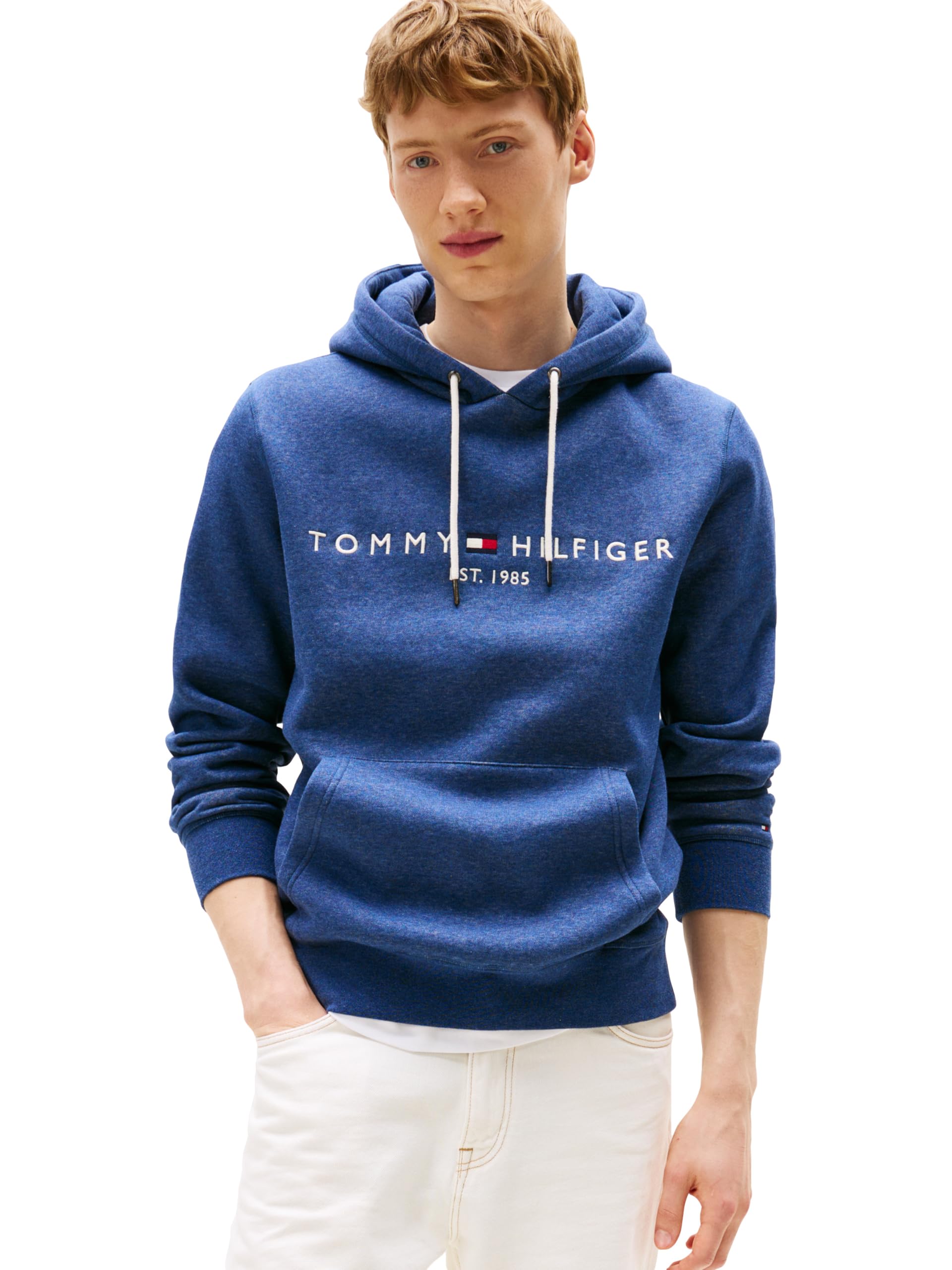 Tommy Hilfiger Men's Medium Weight Fleece Hoodie Sweatshirt With Embroidered Logo, Also Available in Big &amp; Tall